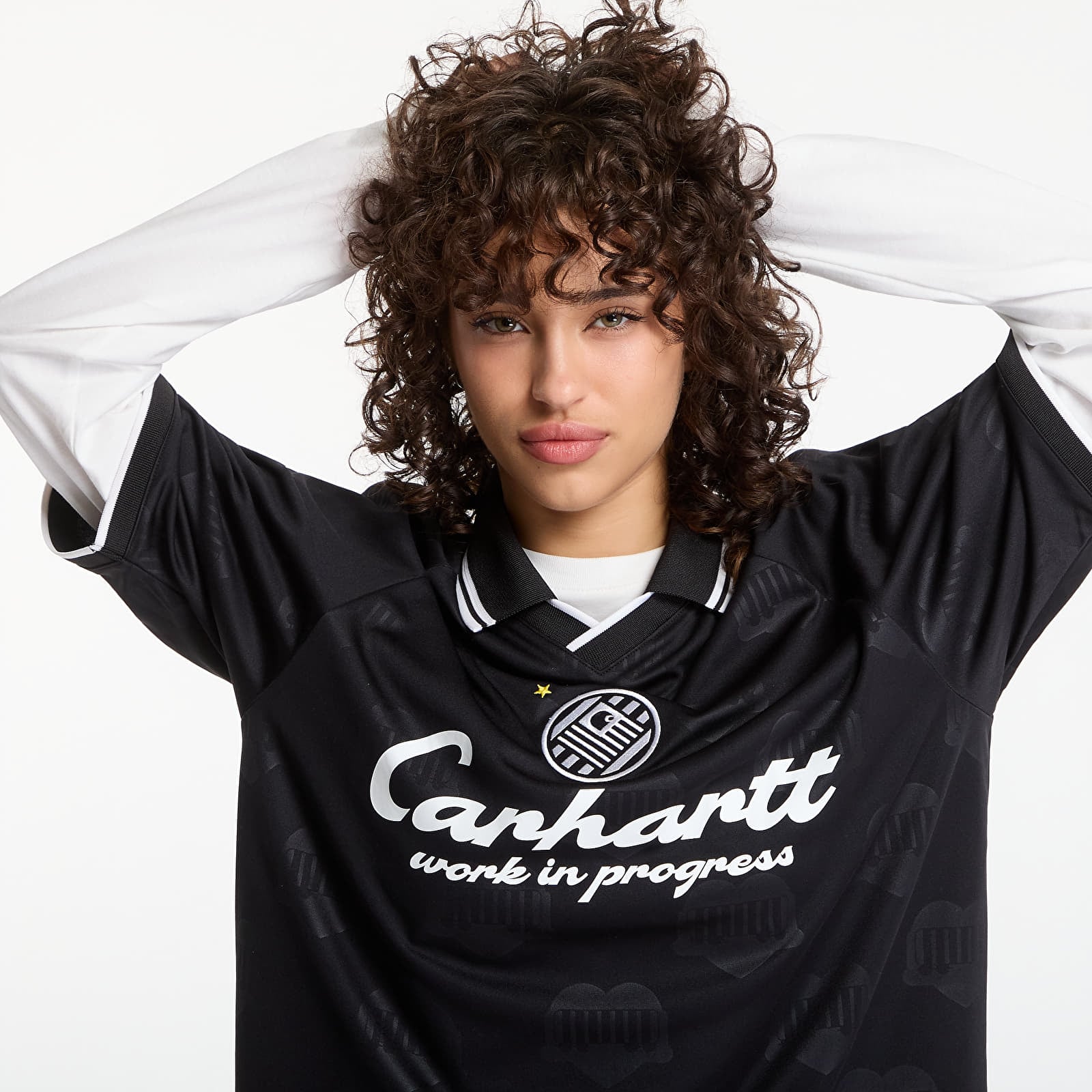 T-shirts för män Carhartt WIP S/S Terrace Football T-Shirt UNISEX Heart Train Jacquard, Black