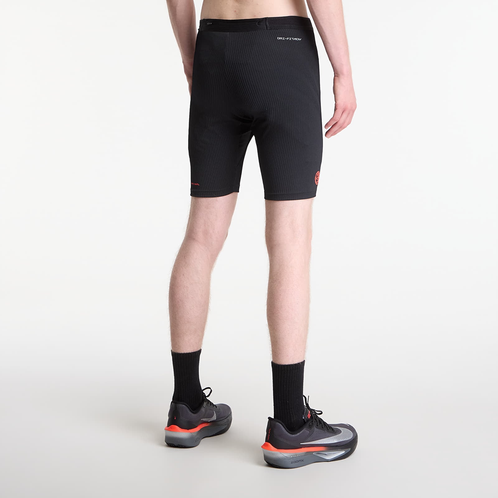 Ανδρικά κολάν Nike AeroSwift Men's Dri-FIT ADV Brief-Lined 1/2-Length Running Tights Black/ Dk Smoke Grey/ Bright Crimson