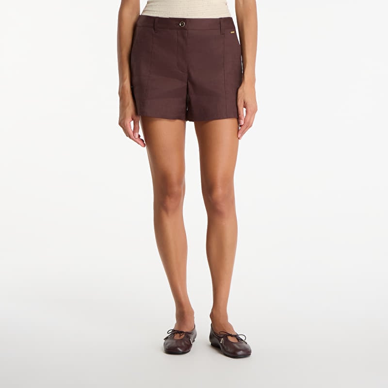 Kratke hlače Guess Jeans Isabeau Linen Short Regal Brown
