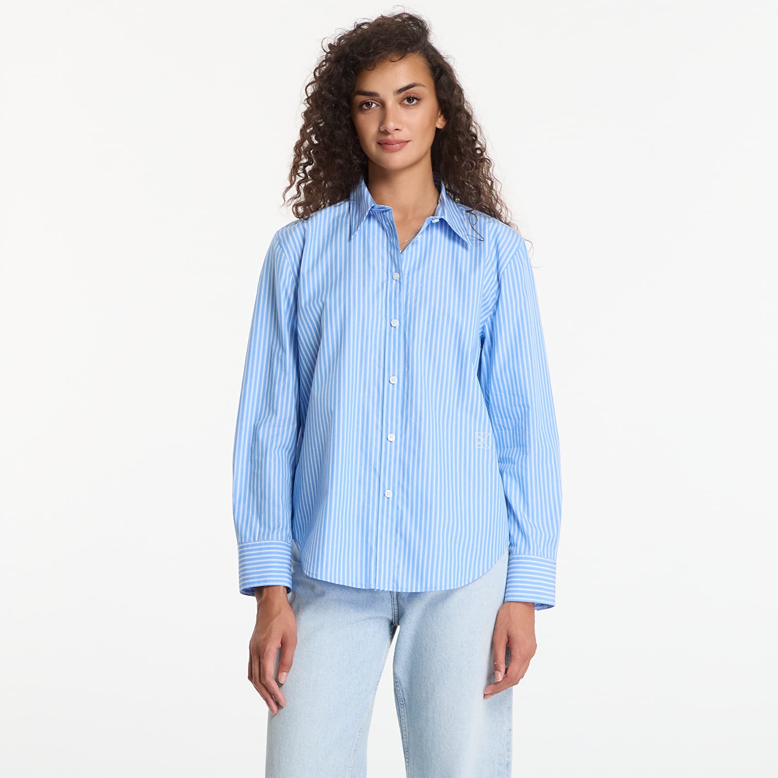Shirts Calvin Klein Yarndye Cotton Poplin Regular Shirt Angel Hair Stripe Marina Brilliant