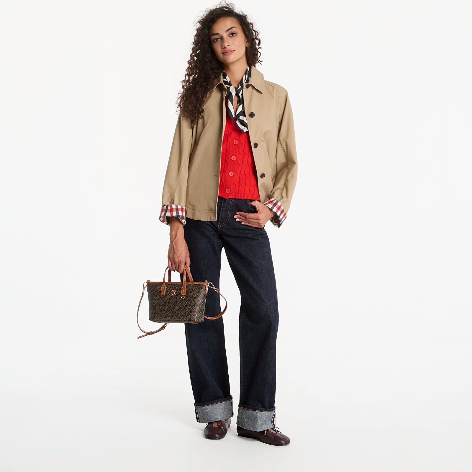 Jackets Tommy Hilfiger Cotton Short Jacket Camel