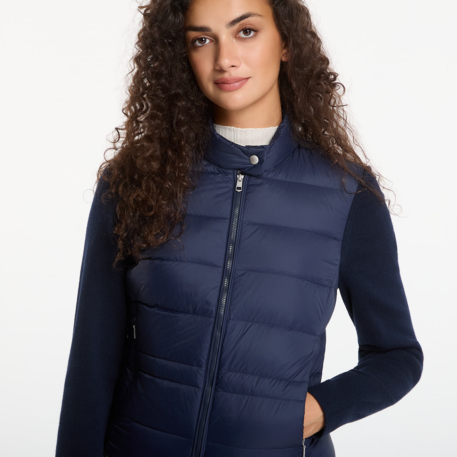 Bundy Tommy Hilfiger Lw Down Knit Mix Jacket Dark Night Navy