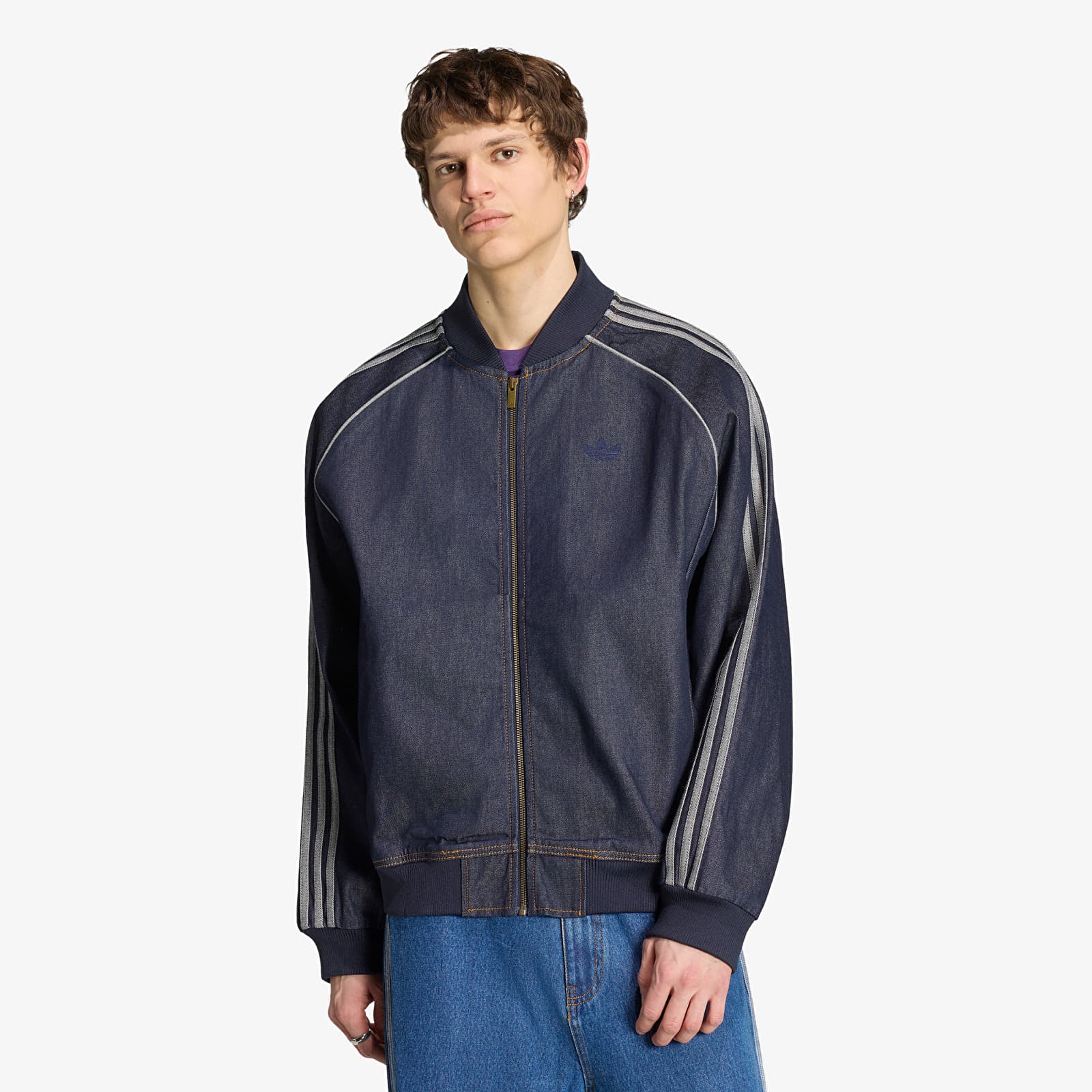 Herrenjacken adidas SST Adicolor Denim Tracktop Indigo Denim