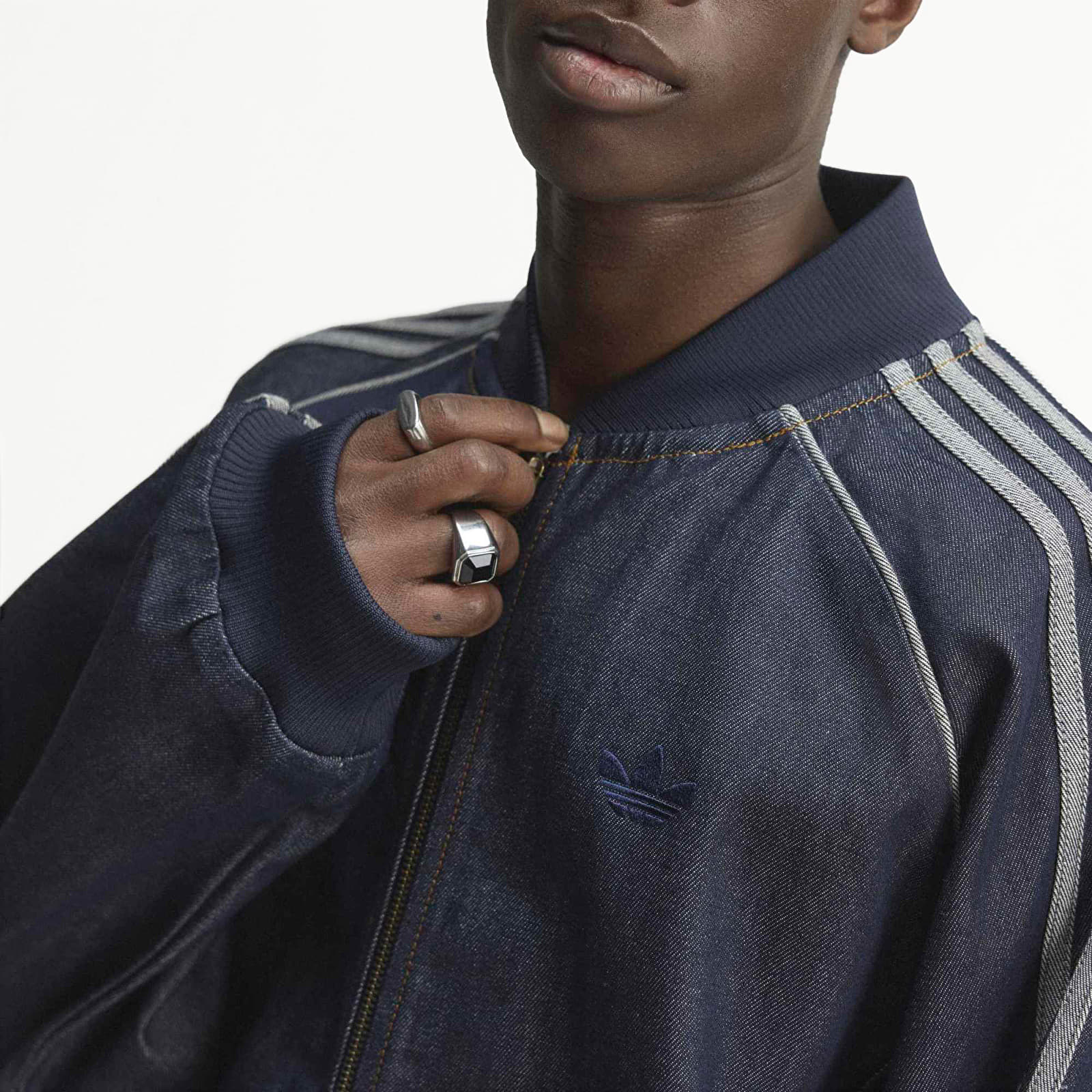Herrenjacken adidas SST Adicolor Denim Tracktop Indigo Denim