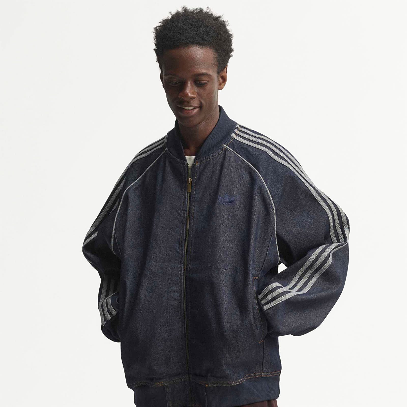 Herrenjacken adidas SST Adicolor Denim Tracktop Indigo Denim