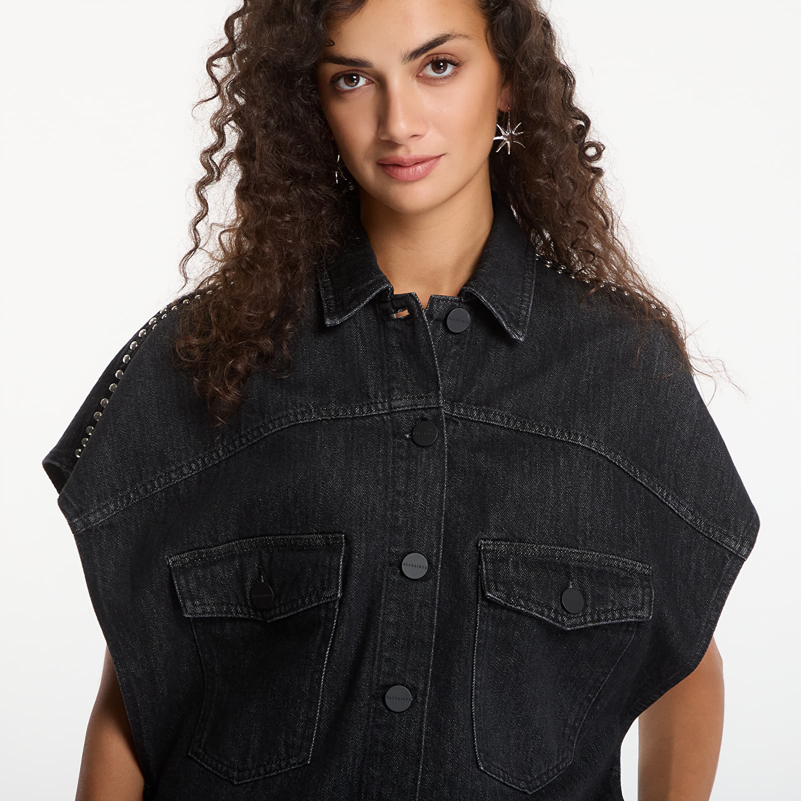 Shirts AllSaints Alba Stud Ss Shirt Shadow Black