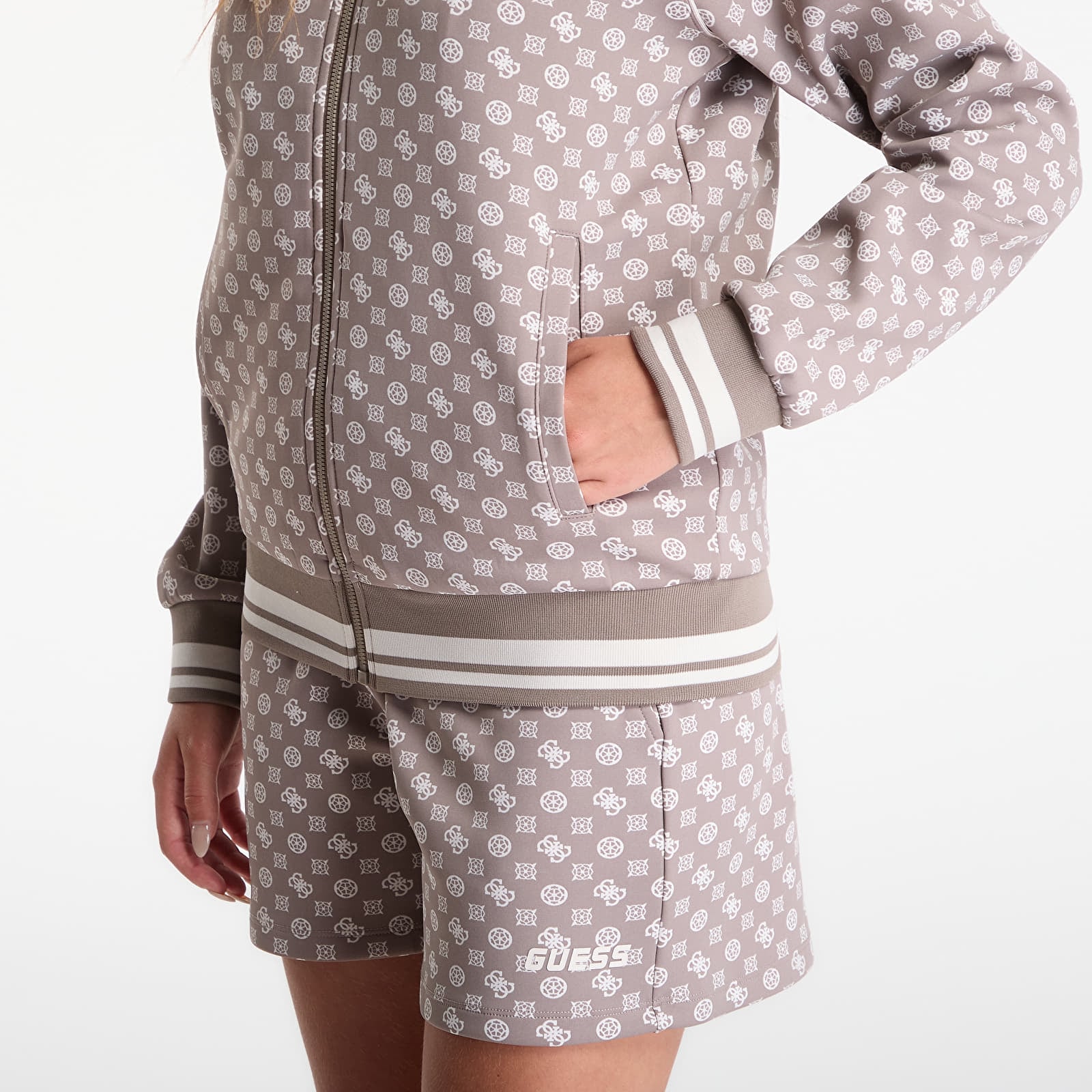 Mikiny GUESS Aggie Full Zip Sweatshirt Aop/ Ologra
