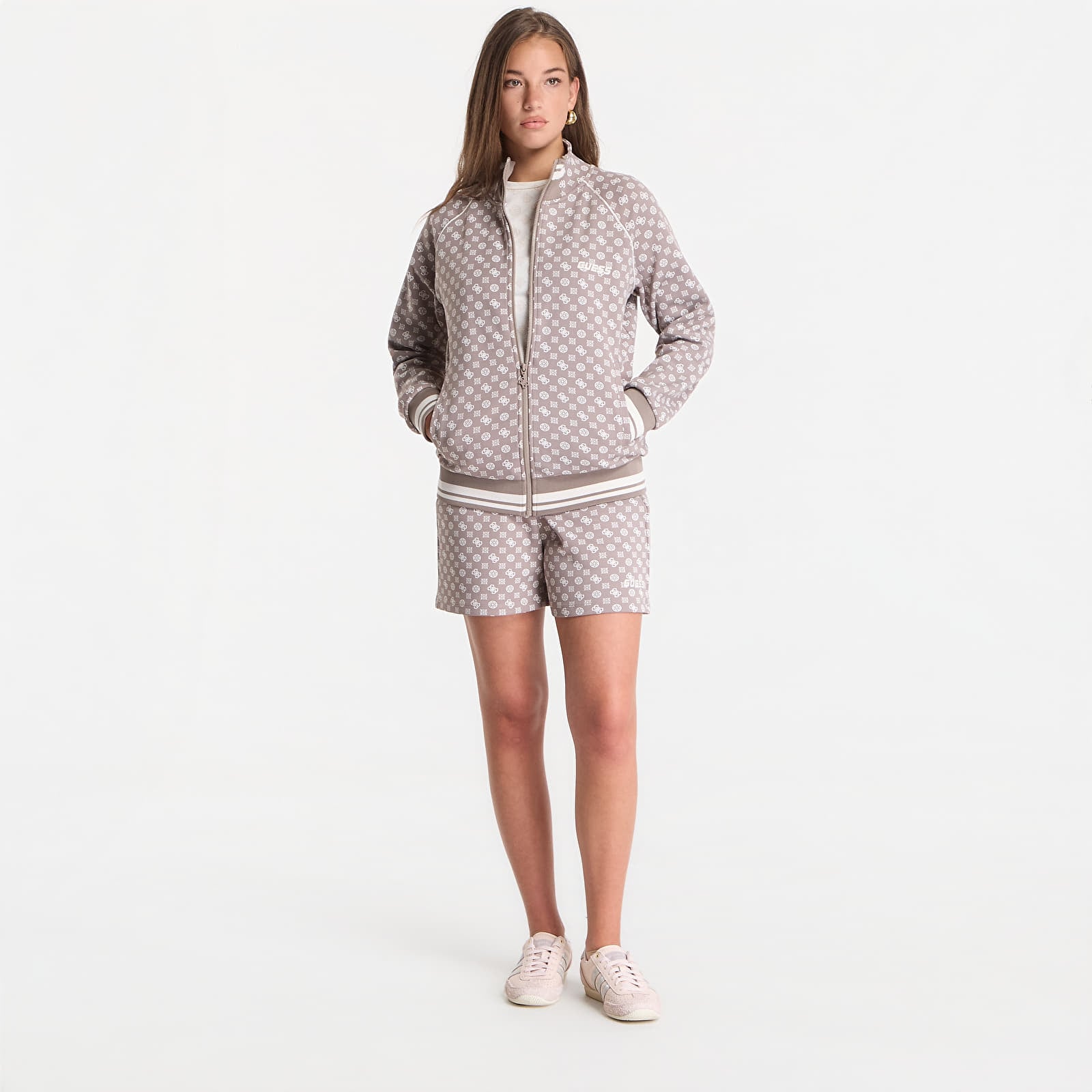 Mikiny GUESS Aggie Full Zip Sweatshirt Aop/ Ologra