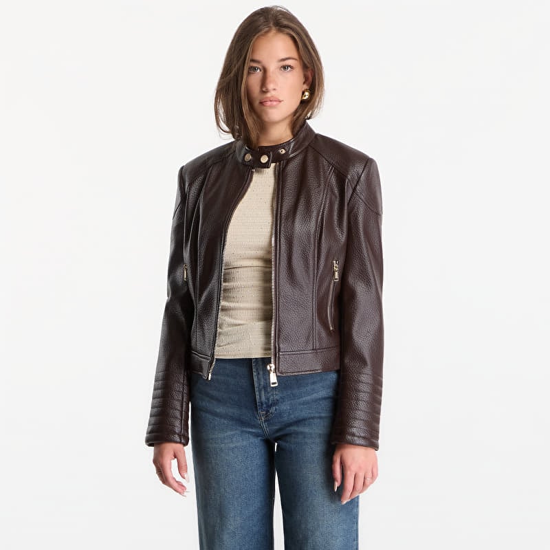 Takki GUESS Marlene Caribou Pu Moto Jacket Chocco Brown