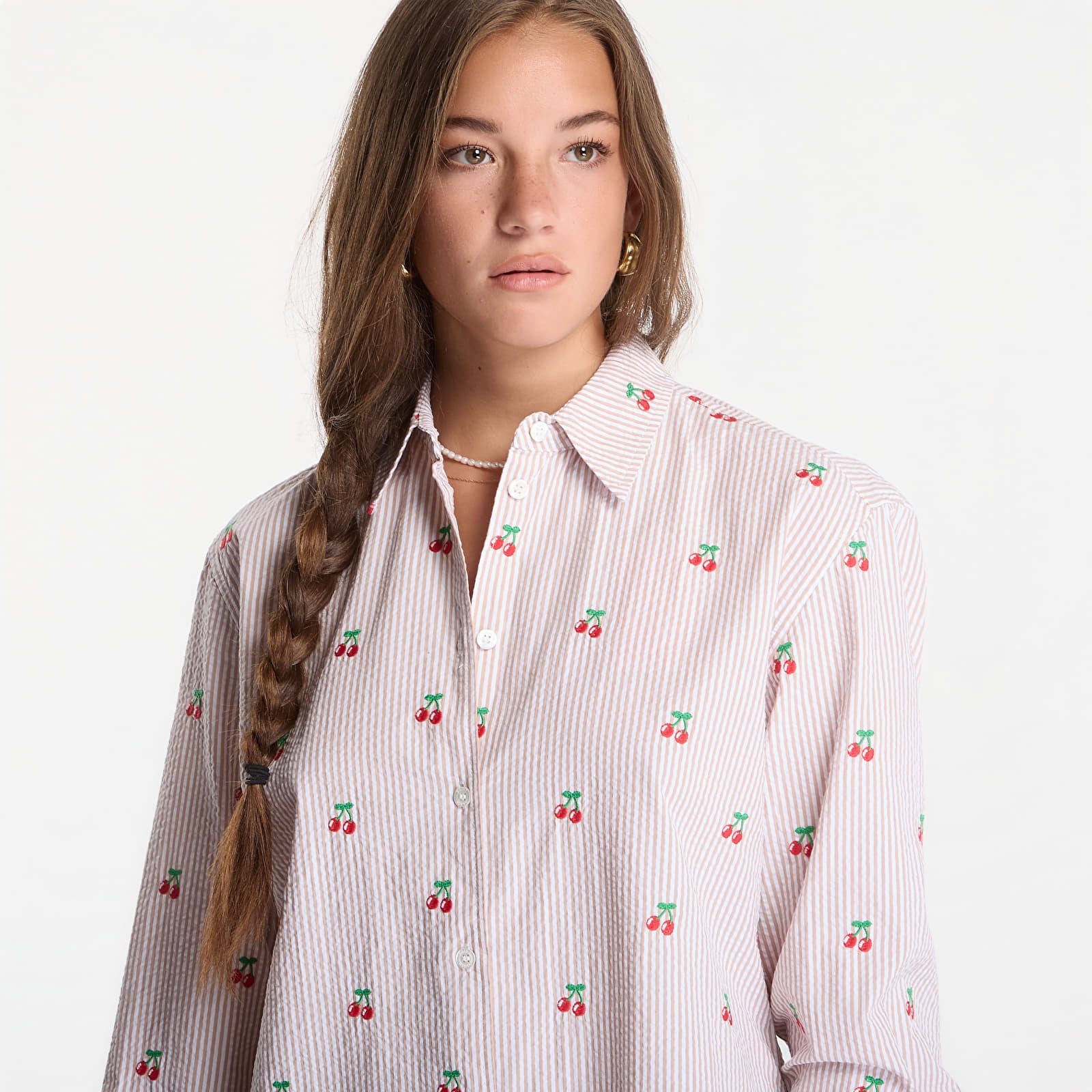 Сорочки MC2 Saint Barth Meredith Shirt Seersucker Stripes V Cherry