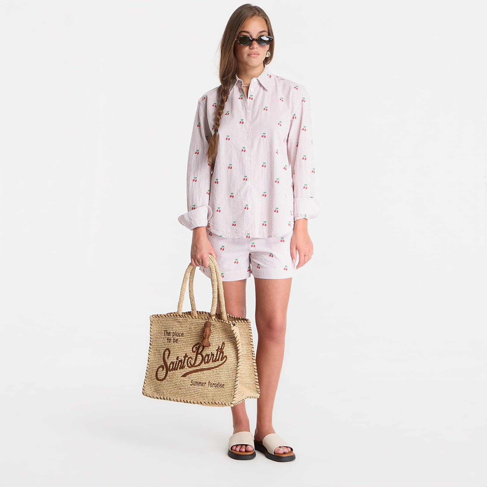 Сорочки MC2 Saint Barth Meredith Shirt Seersucker Stripes V Cherry