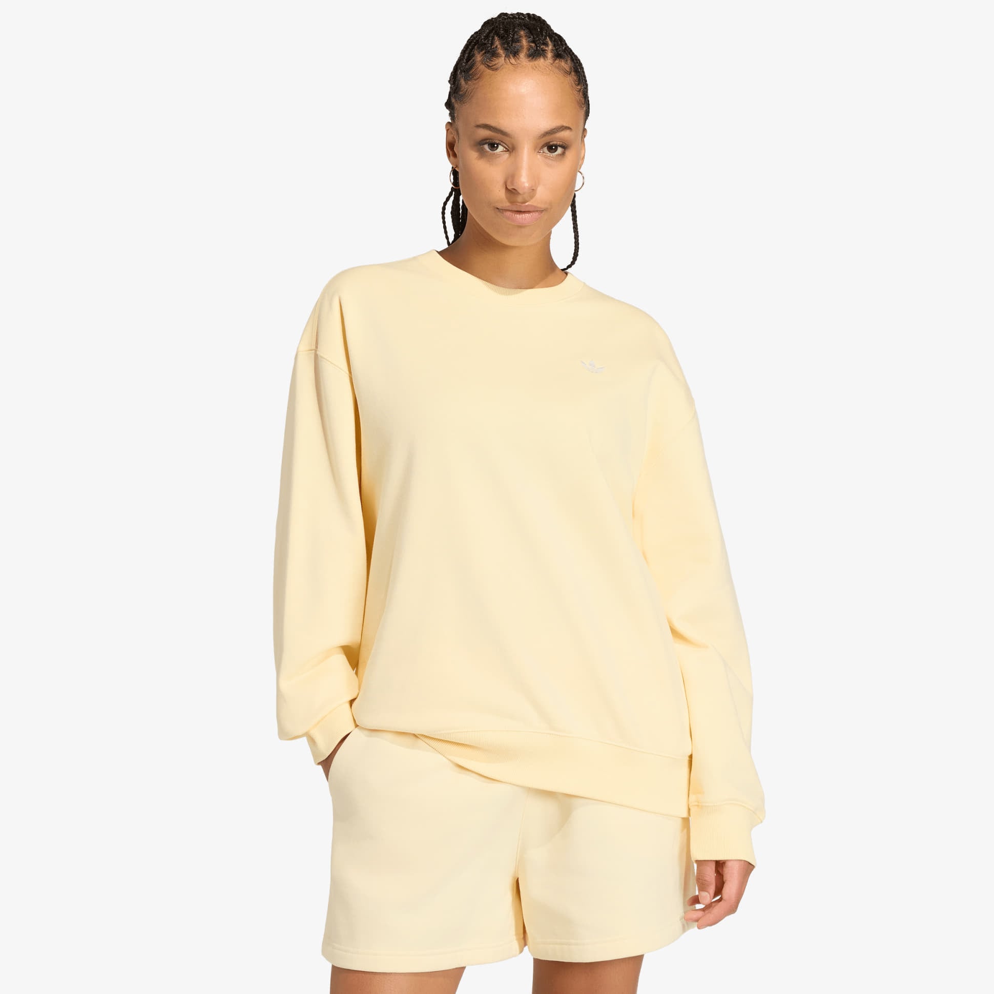 Суитшърт adidas Essentials Crew Long French Terry Sweatshirt Warm Vanilla S