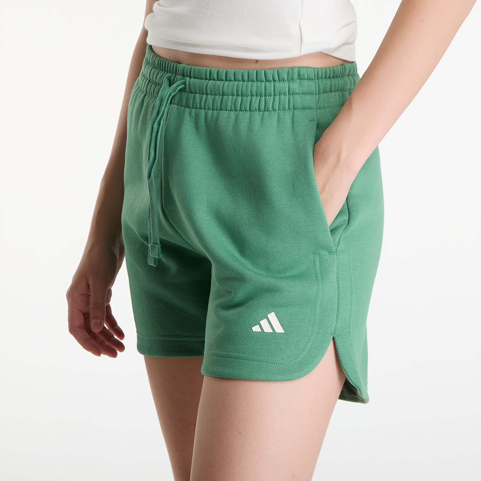 Women's Shorts adidas 3 Stripes Studio Fleece Loose Shorts Preloved Green
