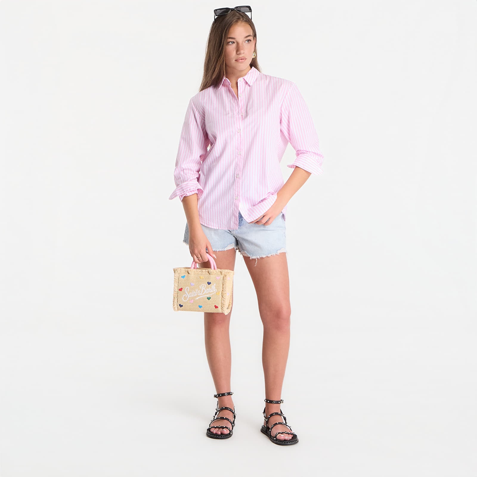 Сорочки MC2 Saint Barth Brigitte Embry Shirt Cotton Stripes V Snoopy Bonjour
