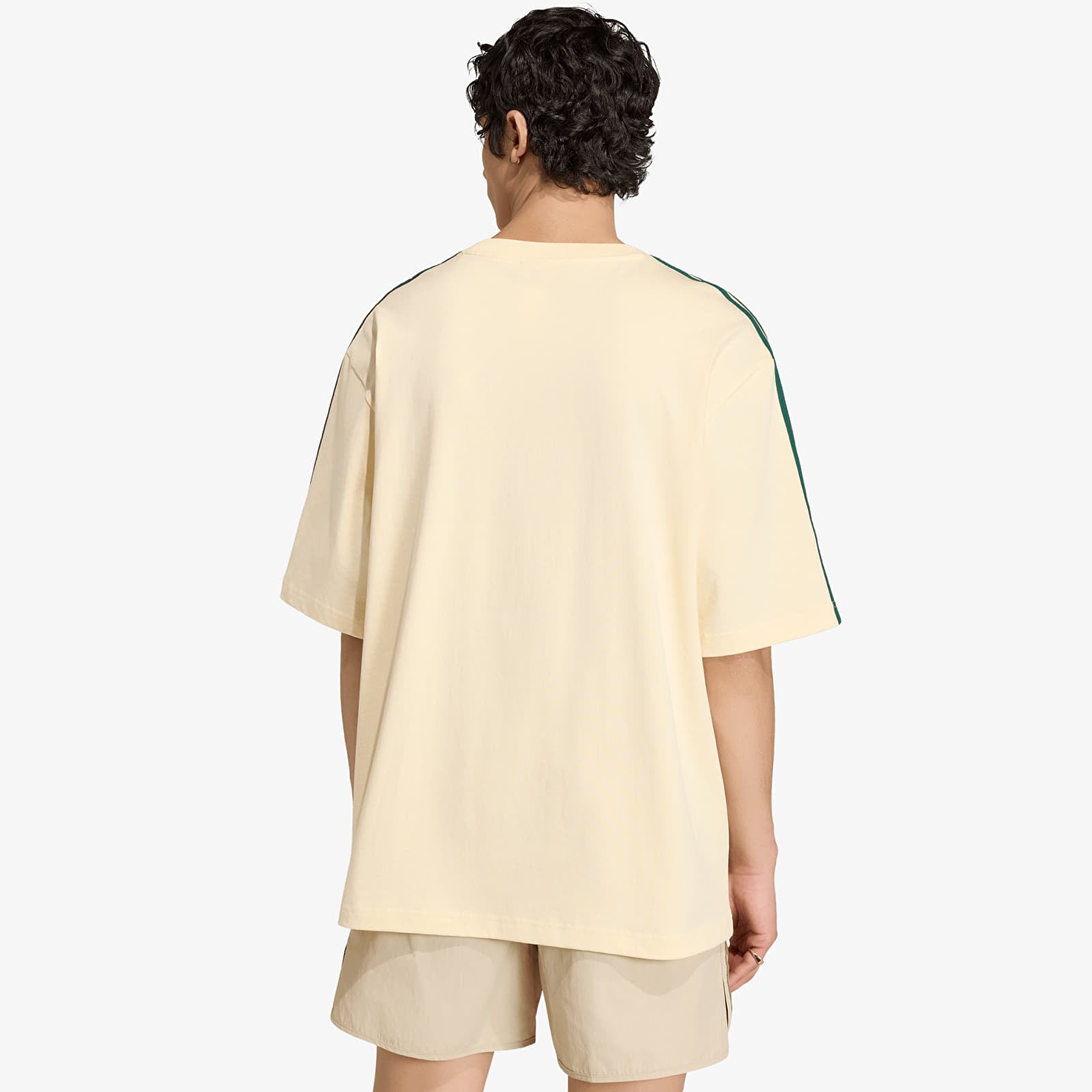 Ανδρικά μπλουζάκια adidas Adicolor 3-Stripes Oversized T-Shirt Warm Vanilla/ Collegiate Green