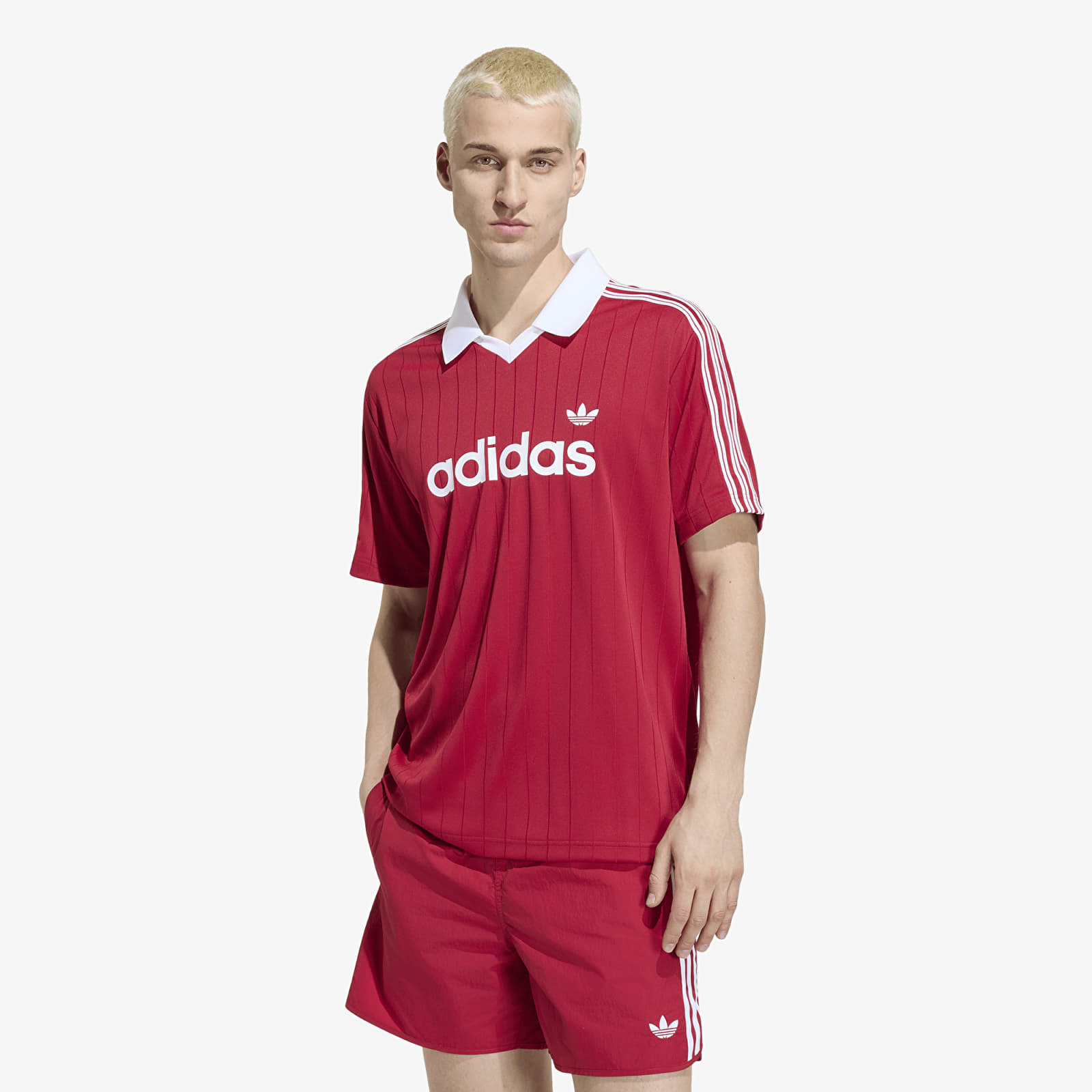 Vyriški marškinėliai adidas Drop Needle Jersey Team Victory Red/ White