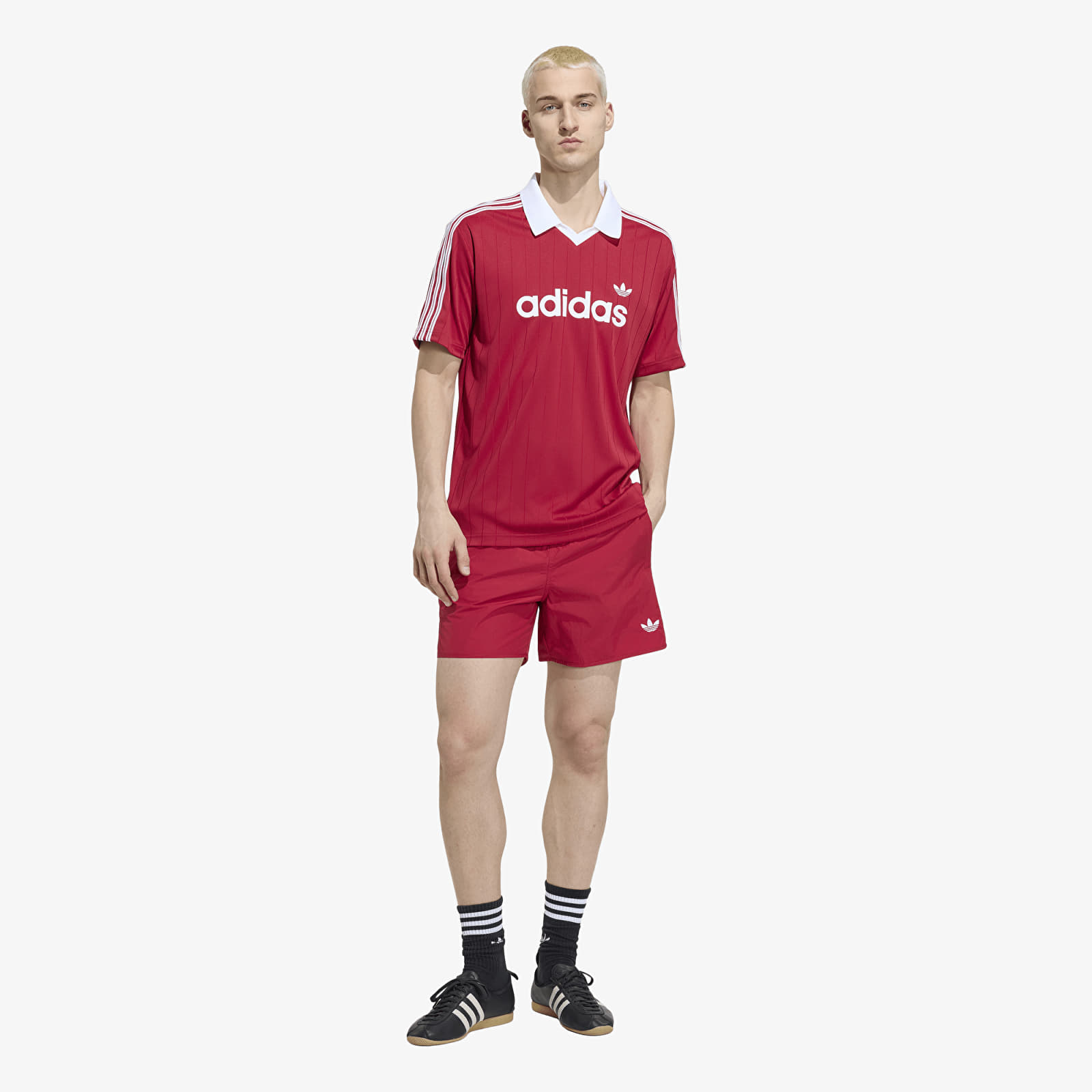 Vyriški marškinėliai adidas Drop Needle Jersey Team Victory Red/ White