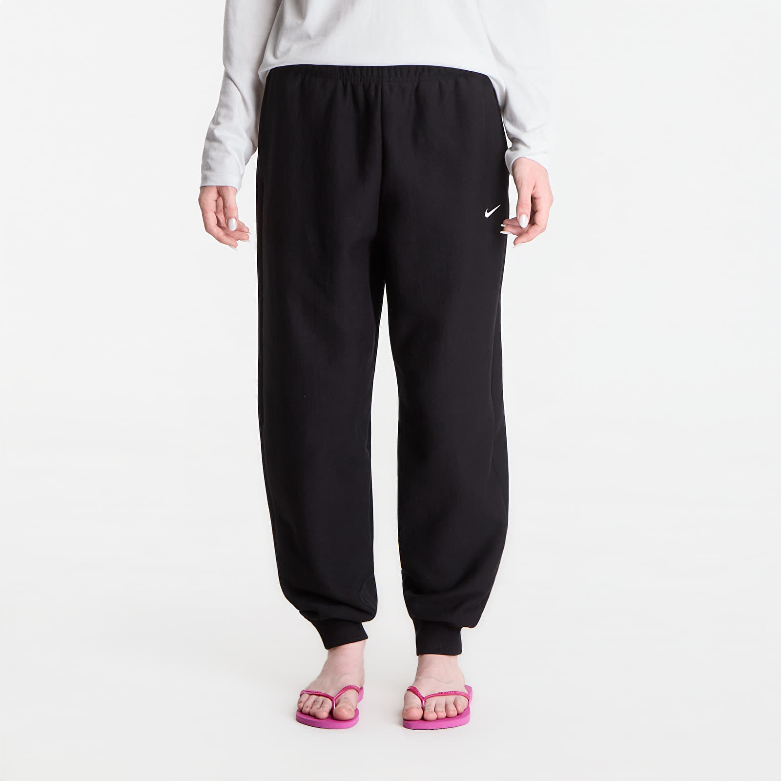 Joggingbroeken voor dames Nike Studio Fleece Heavyweight Women's Oversized High-Rise Joggers Total Black/ Sail