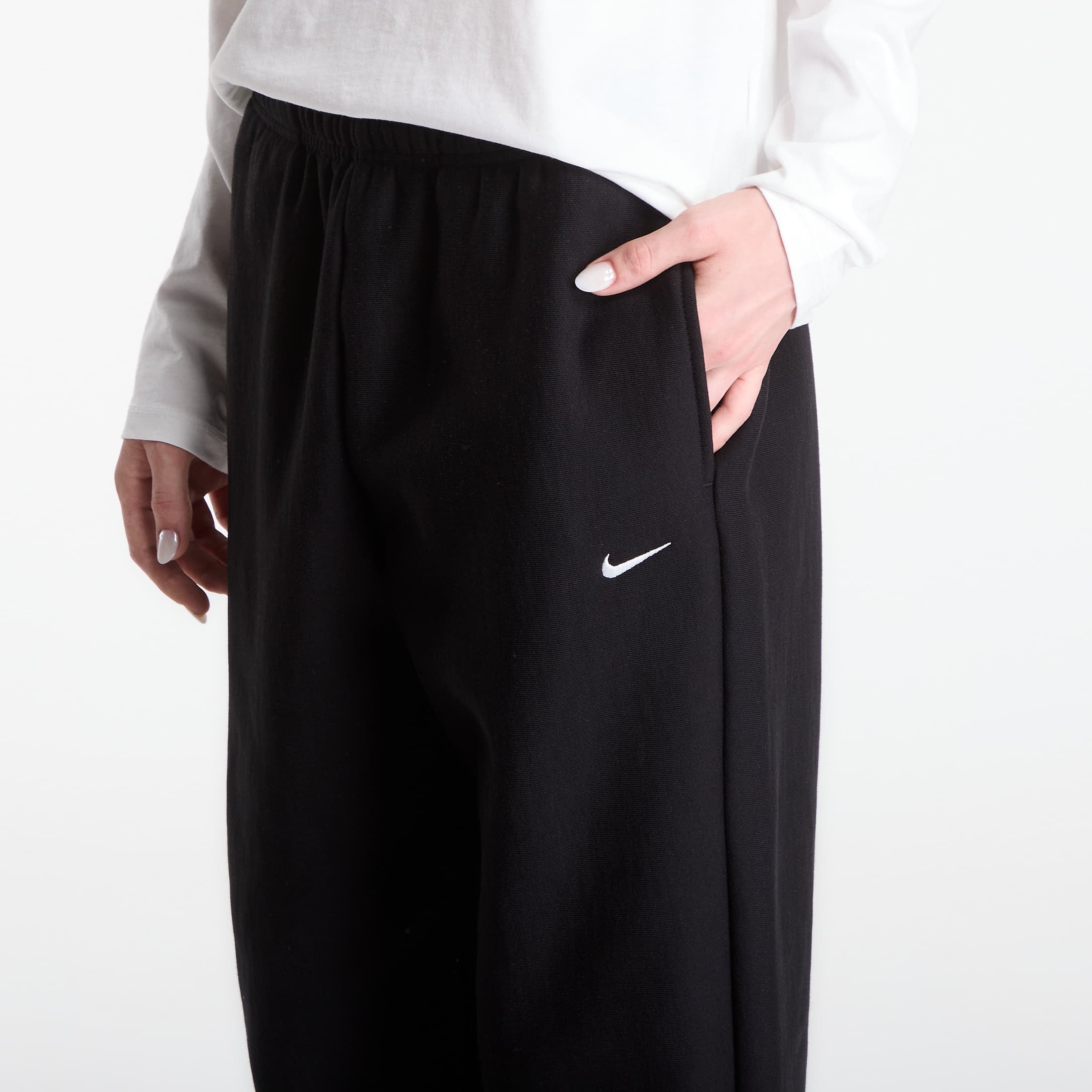 Φόρμα Nike Studio Fleece Heavyweight Women's Oversized High-Rise Joggers Total Black/ Sail XL