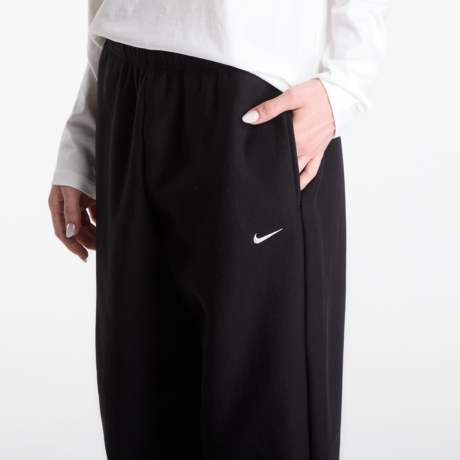 Joggingbroeken voor dames Nike Studio Fleece Heavyweight Women's Oversized High-Rise Joggers Total Black/ Sail