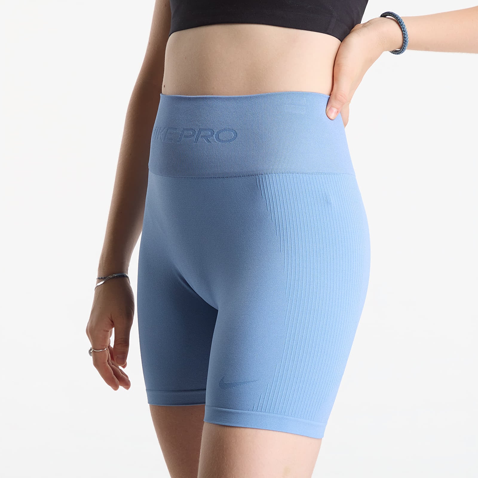 Dámské kraťasy Nike Pro Seamless Women's Dri-FIT High-Waisted 5" Biker Shorts Work Blue
