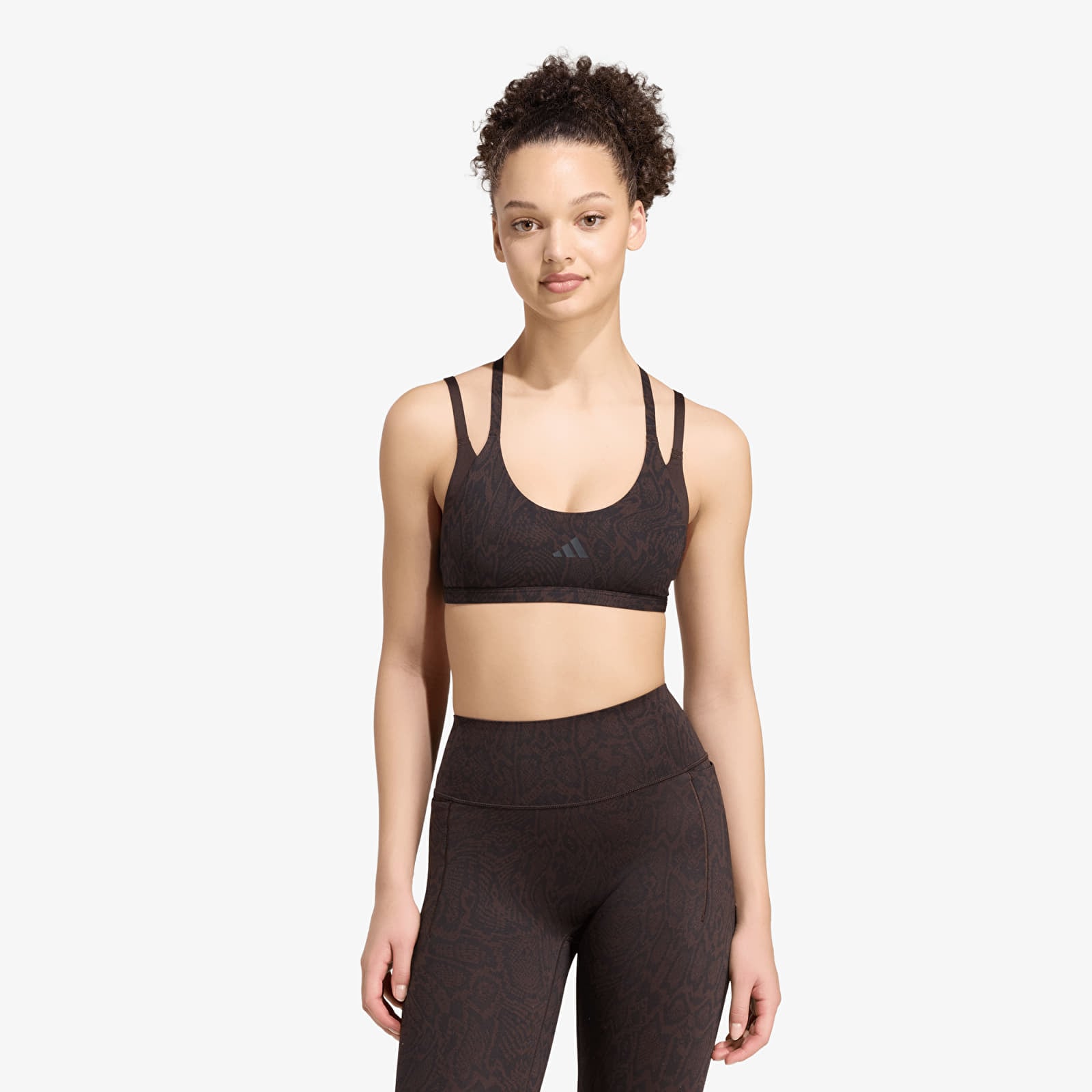 BHs adidas Optime Workout Snake Strappy Light Support Bra Aurora Coffee/ Black