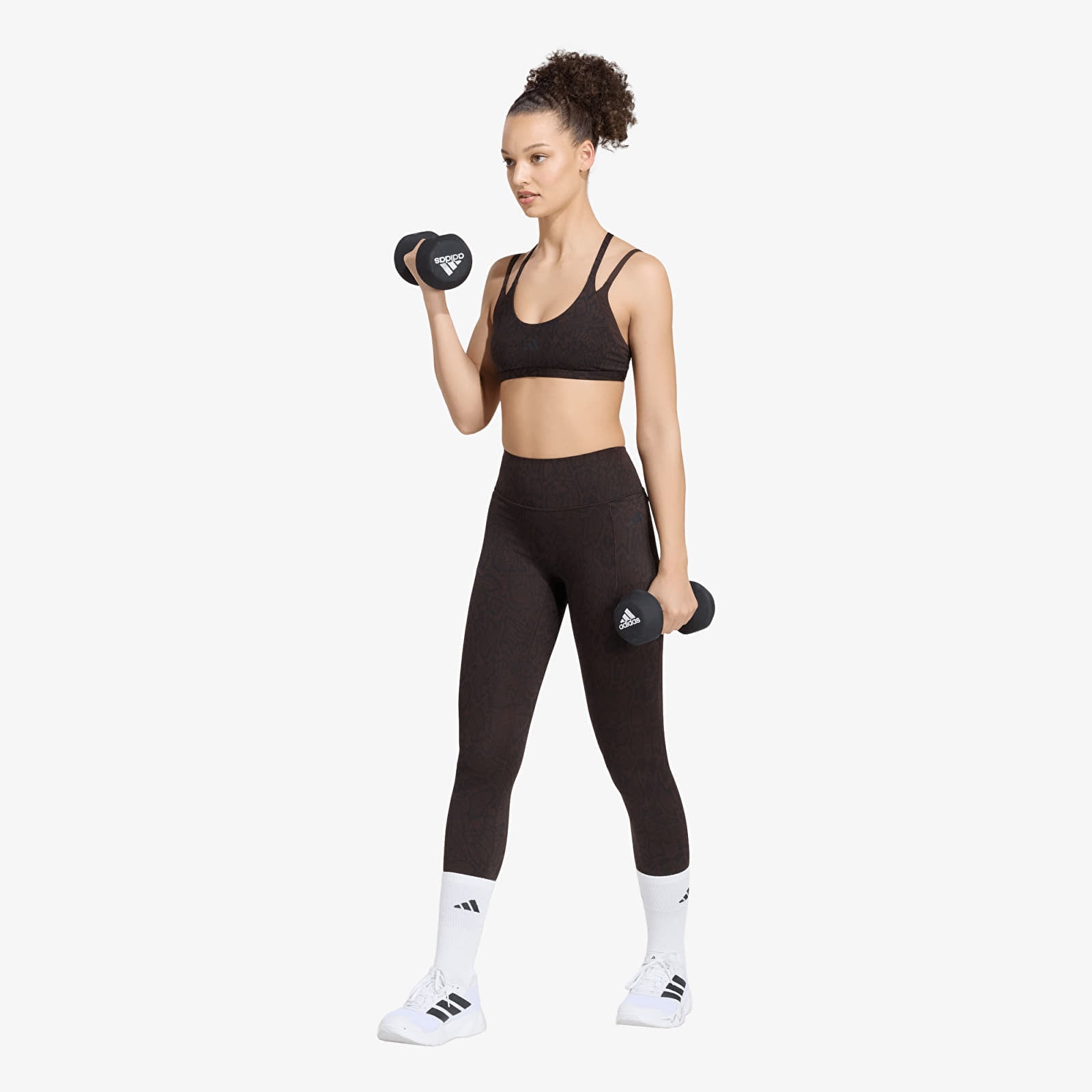 BHs adidas Optime Workout Snake Strappy Light Support Bra Aurora Coffee/ Black