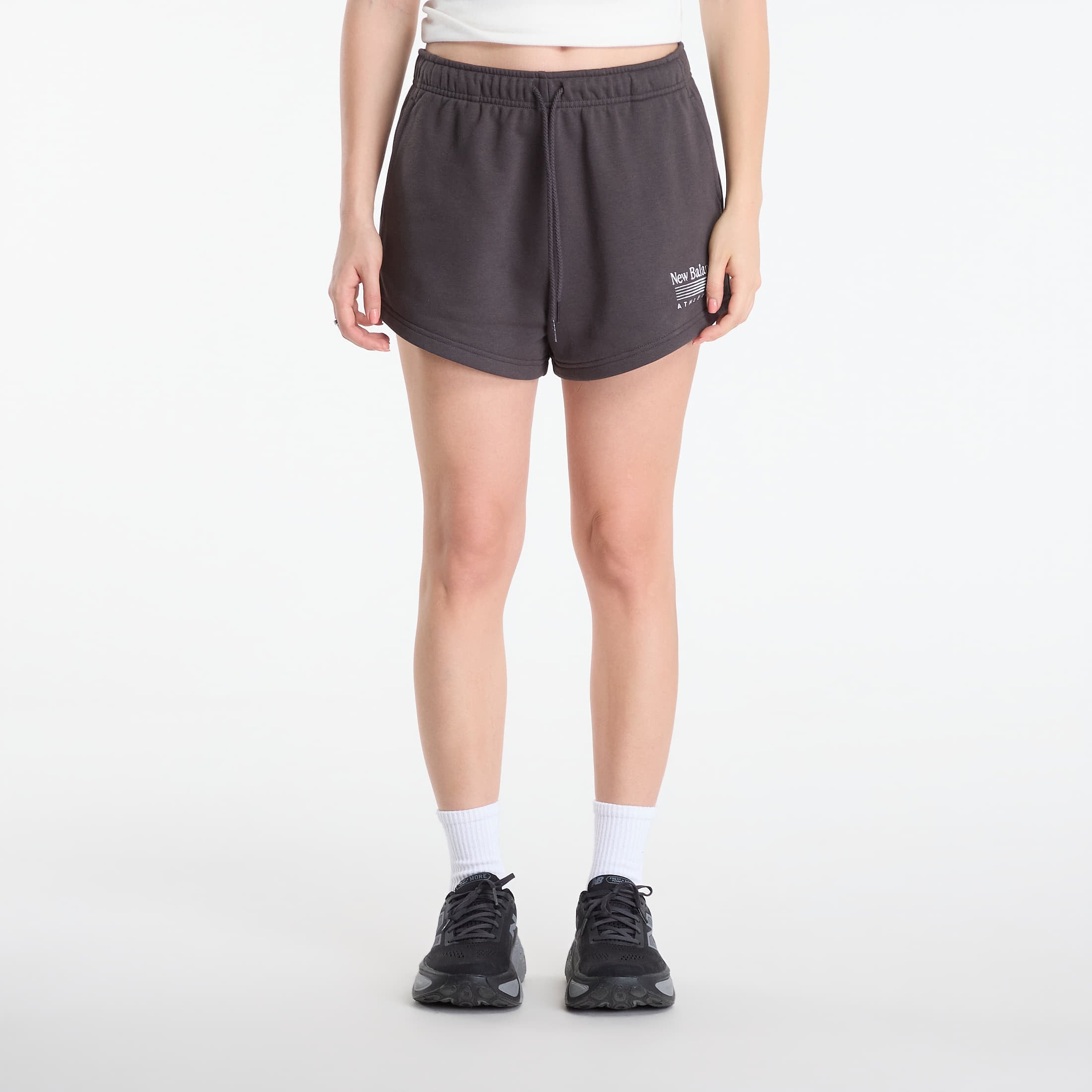 Къси панталони New Balance Trackside French Terry Short Black Cement XS