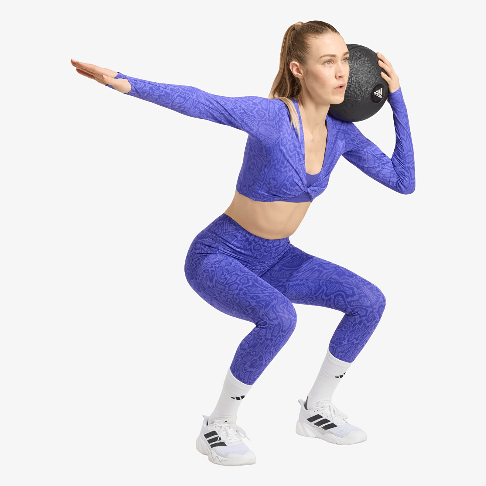 Leggings til kvinder adidas Optimé Primelift Snake 7/8 Leggings Solar Purple/ Pure Purple