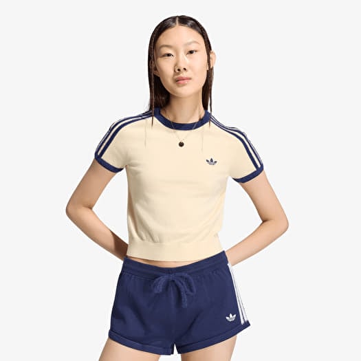 Tričko adidas Knitted T-shirt Warm Vanilla/ Night Indigo
