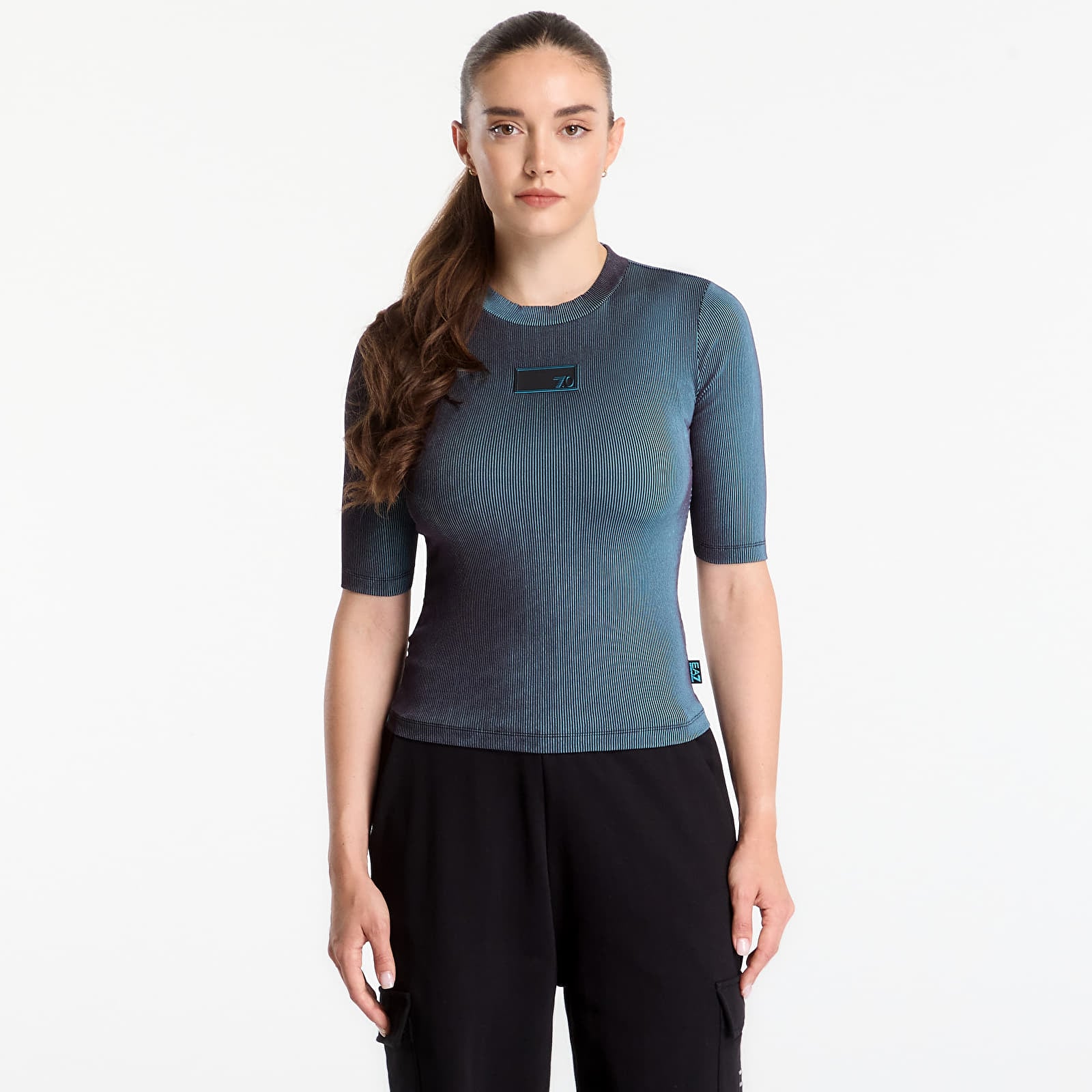 Camisetas EA7 Emporio Armani T-Shirt Fancy Ribs Black / Mysterioso