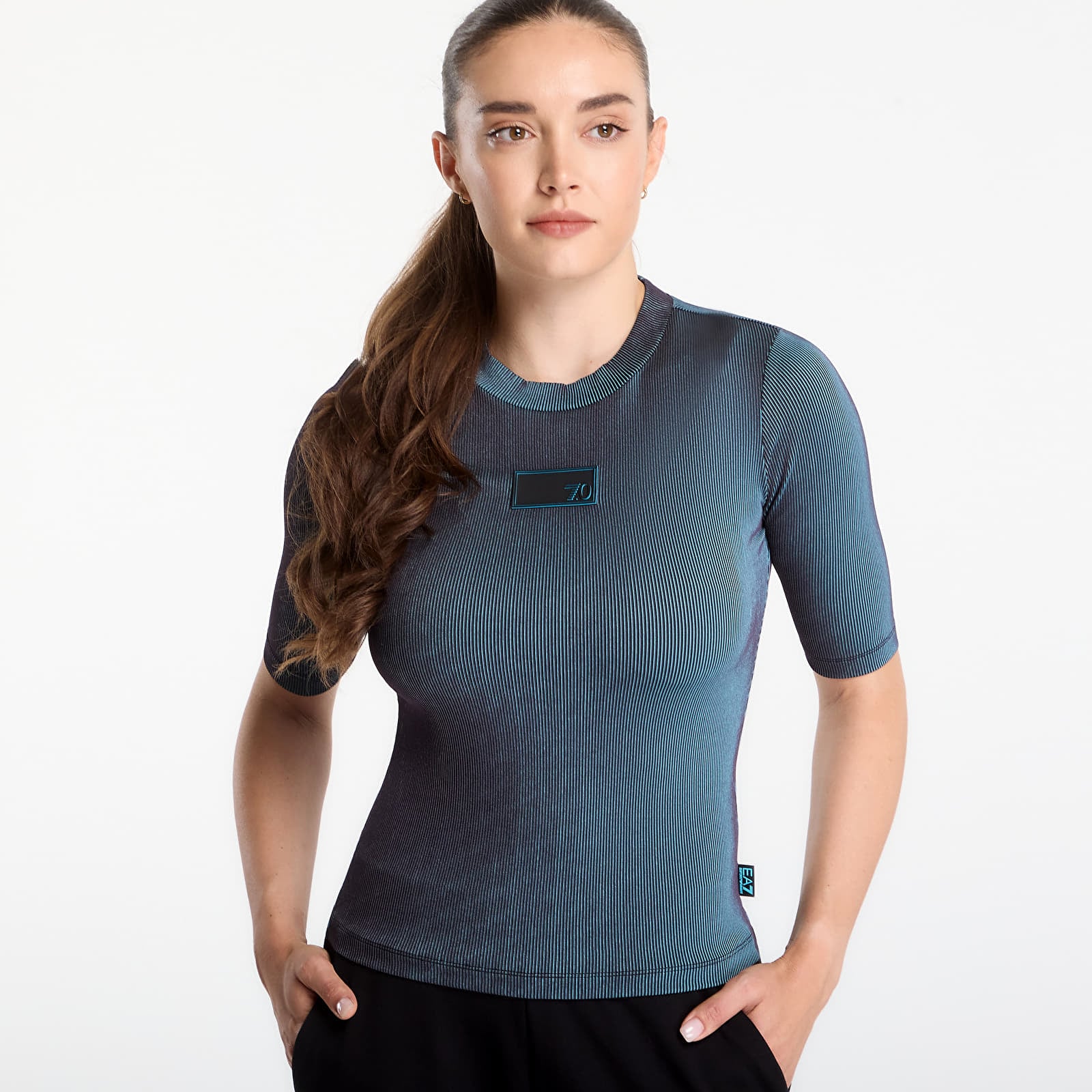 Camisetas EA7 Emporio Armani T-Shirt Fancy Ribs Black / Mysterioso