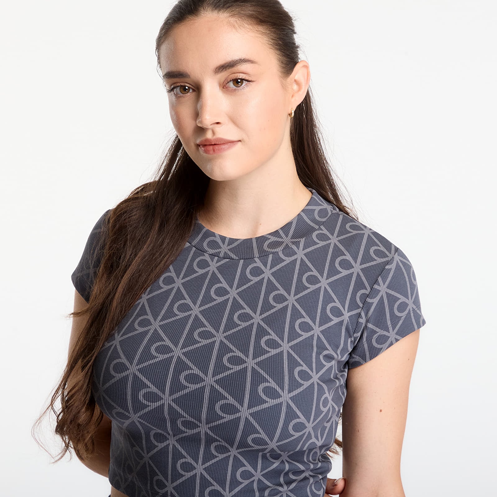 Tričká Calvin Klein Jeans A- Monologo Baby Tee Ebony