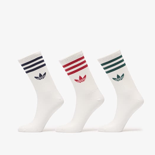 adidas 3 Stripes Crew Socks 3 Pairs Night Indigo/ Team Victory Red/ Collegiate Green