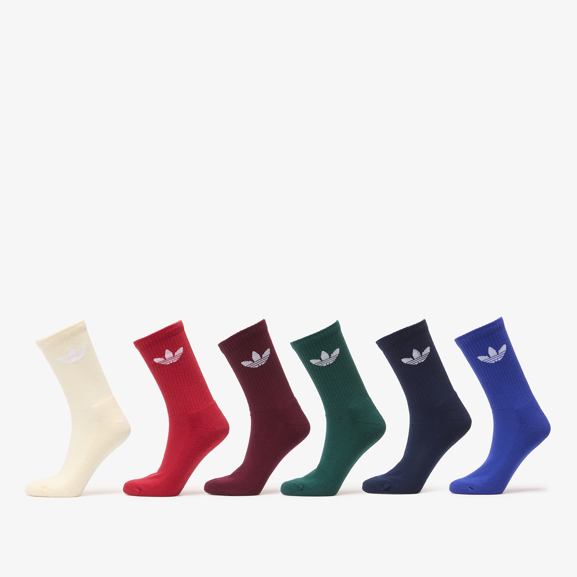 adidas Trefoil Crew Sock Cushion 6-Pack Night Indigo/ Collegiate Green/ Maroon XL