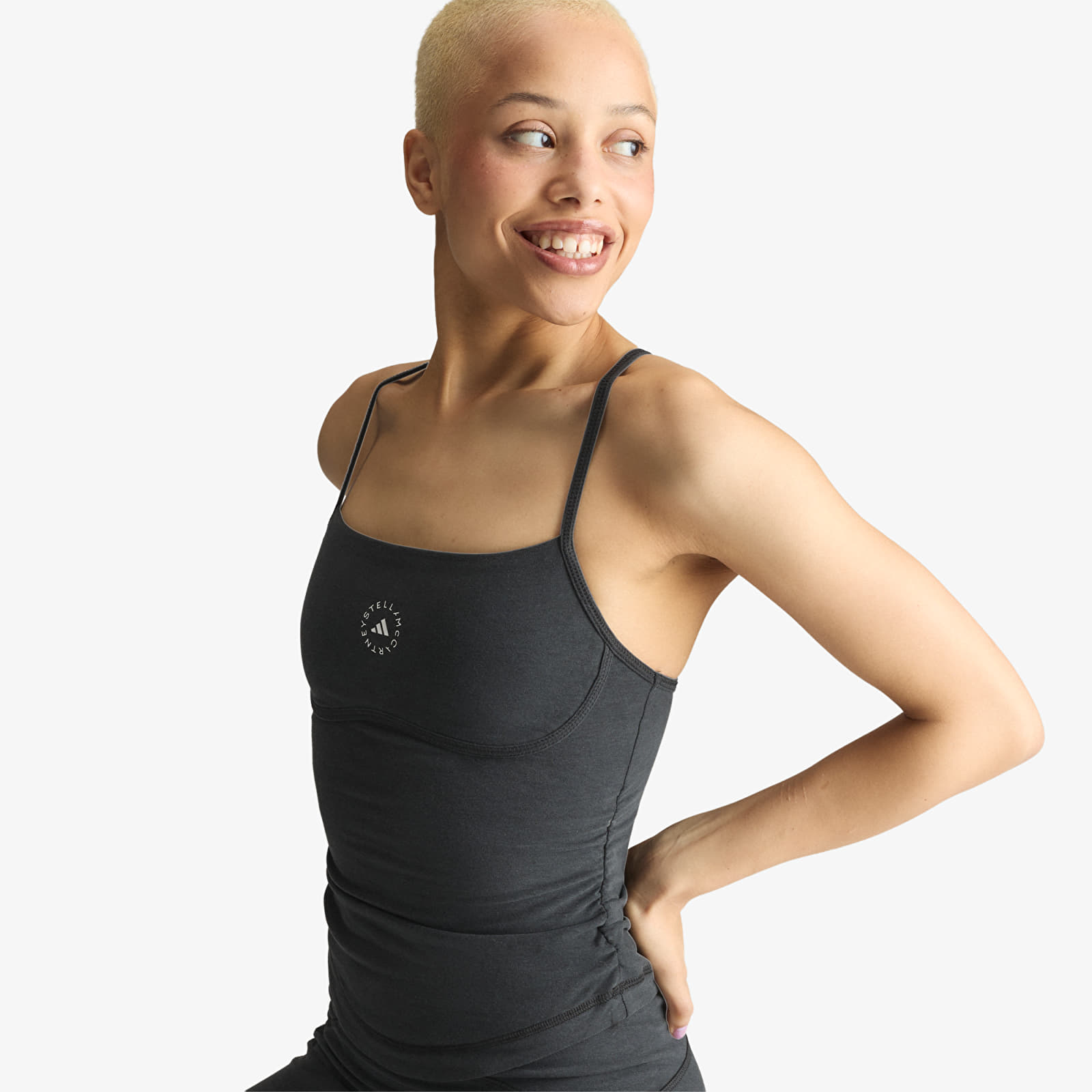Women's tank tops adidas by Stella McCartney Studio Spaghetti Crop Top Black