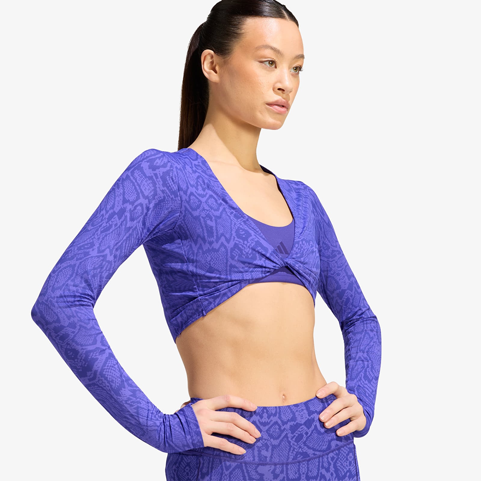 Ženske majice  adidas Primelift Workout Snake Twist Reversible Long Sleeve Solar Purple/ Pure Purple
