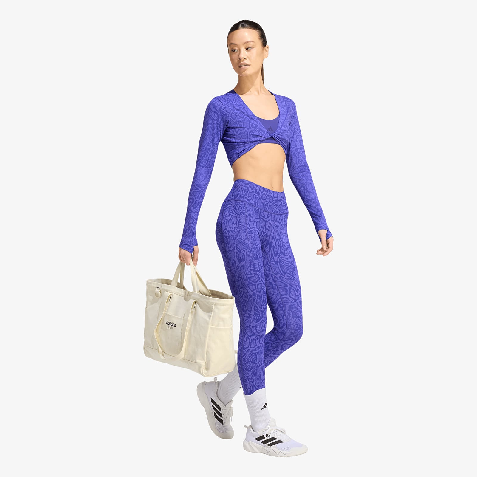 Ženske majice  adidas Primelift Workout Snake Twist Reversible Long Sleeve Solar Purple/ Pure Purple
