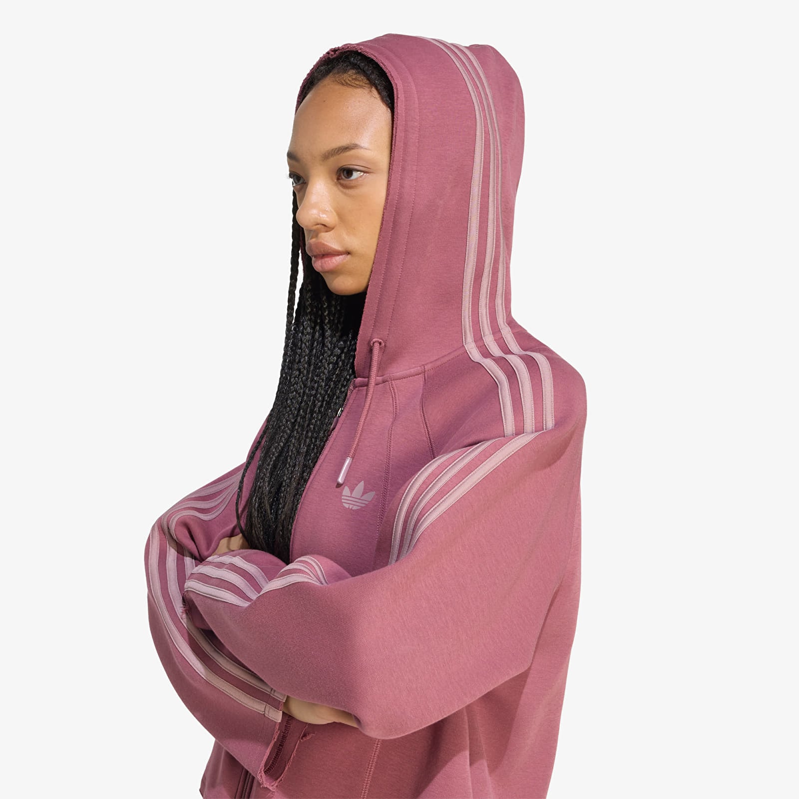 Dámske mikiny adidas SST 2.0 Cropped Hoody Quiet Crimson/ Wonder Oxide