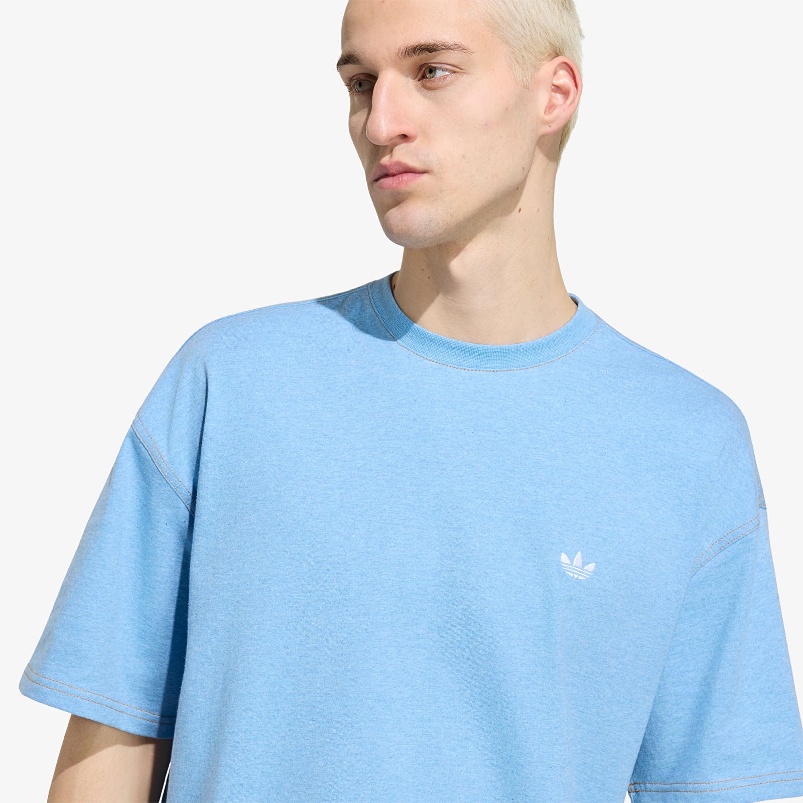 Men's T-shirts adidas Trefoil Essentials Melange Loose Cropped TEE Light Blue Mel