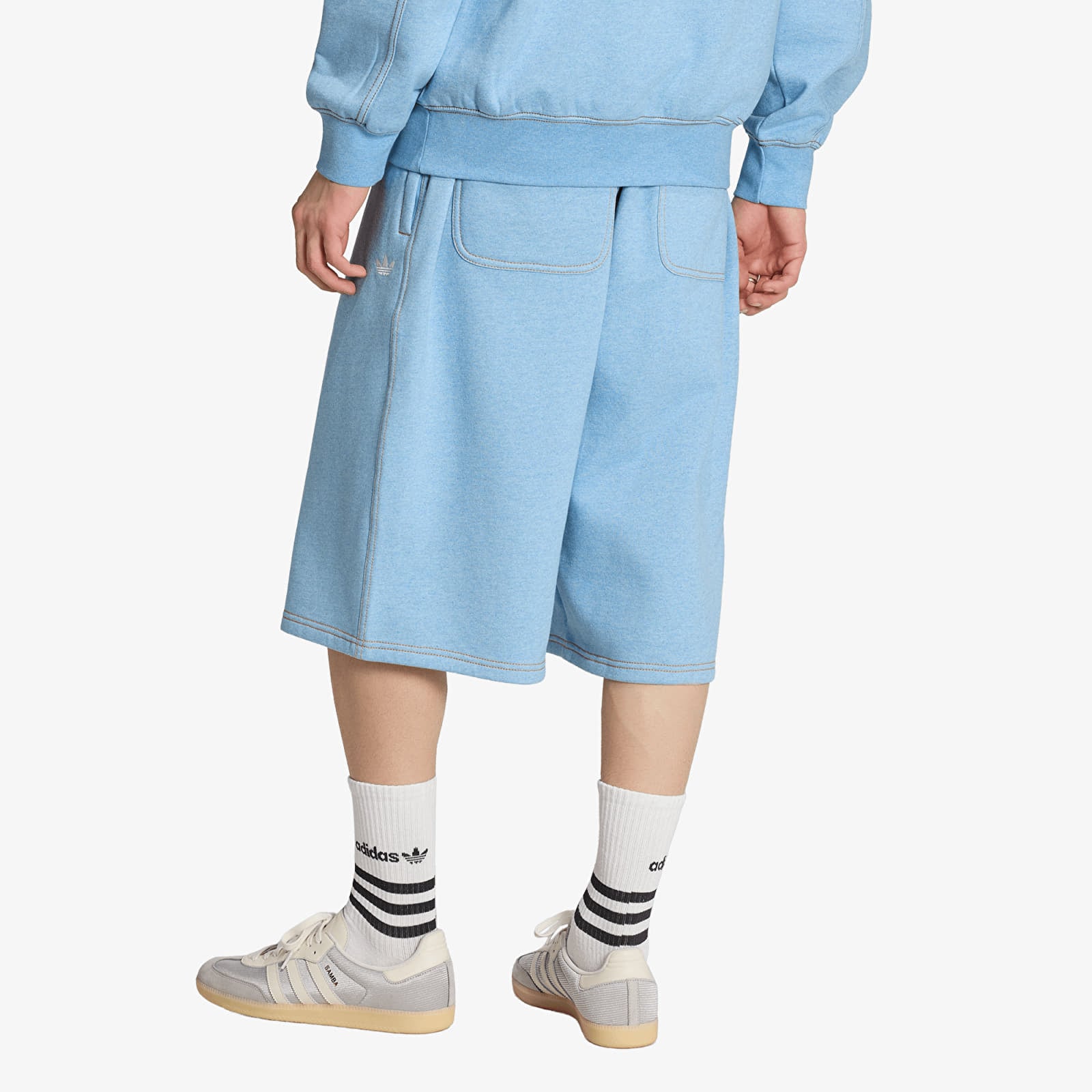 Pánske šortky adidas Trefoil Essentials Melange Shorts Knee-lenght Light Blue Mel