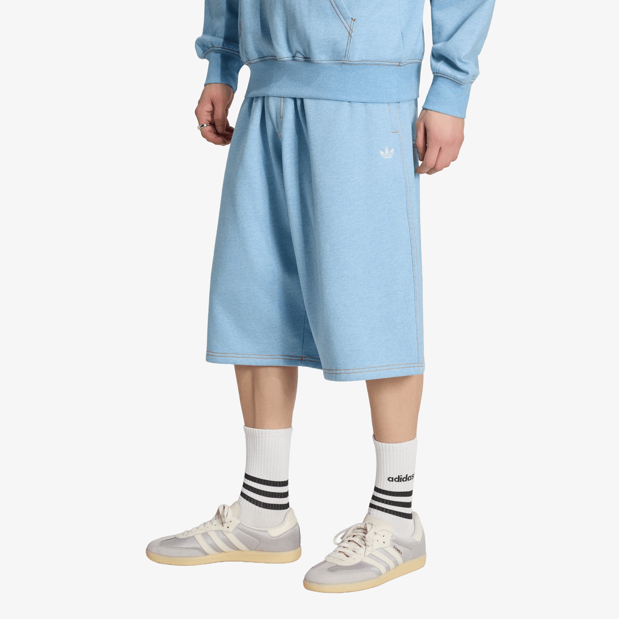 Σορτς adidas Trefoil Essentials Melange Shorts Knee-lenght Light Blue Mel XXL