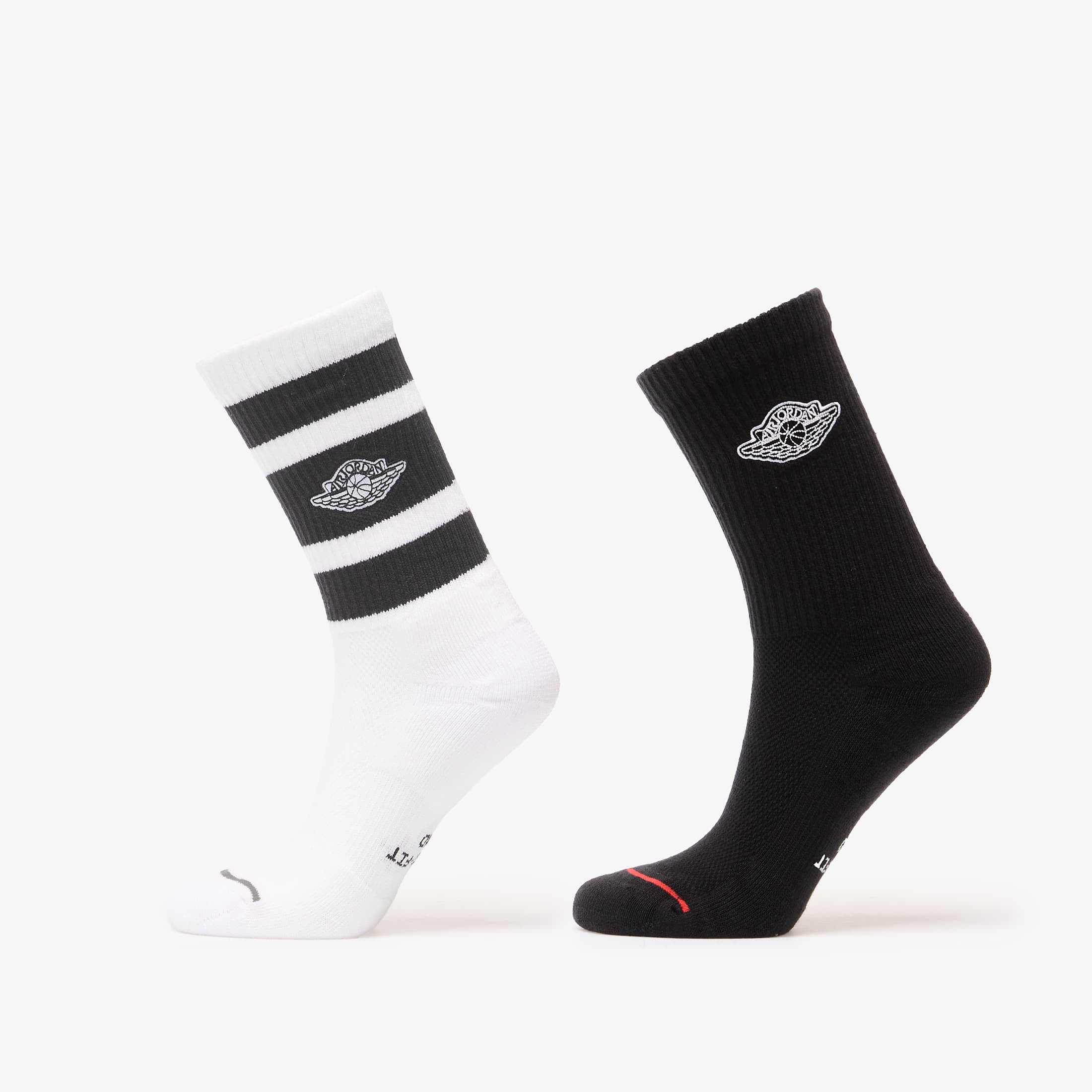 Jordan Everyday Elevated Crew Socks 2-Pack White/ Black/ White M