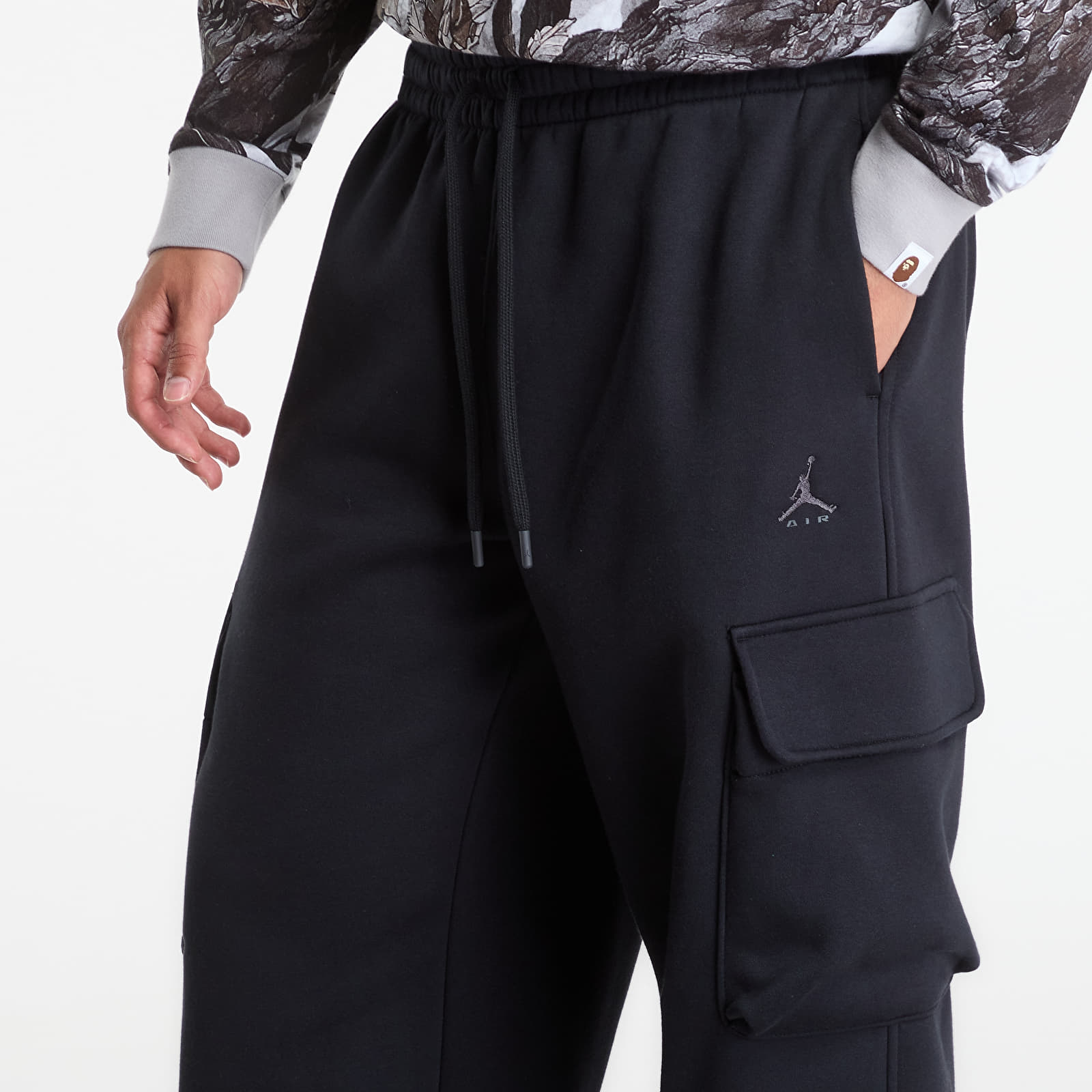 Pantalones de chándal para hombre Jordan Brooklyn Men's Oversized Fleece Cargo Pants Black/ Dk Smoke Grey