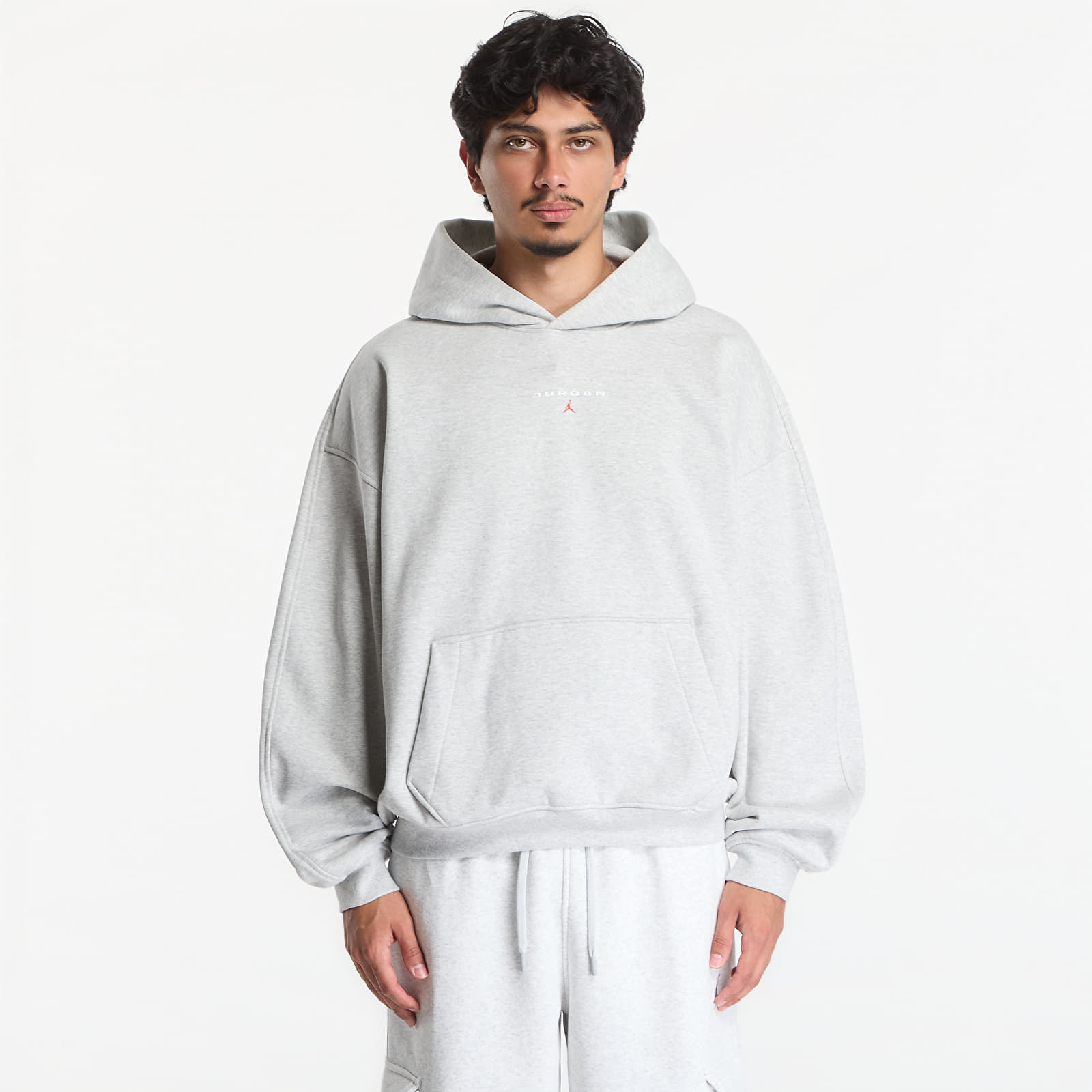 Pánské mikiny Jordan Flight Fleece Men's Oversized Pullover Hoodie Grey Heather