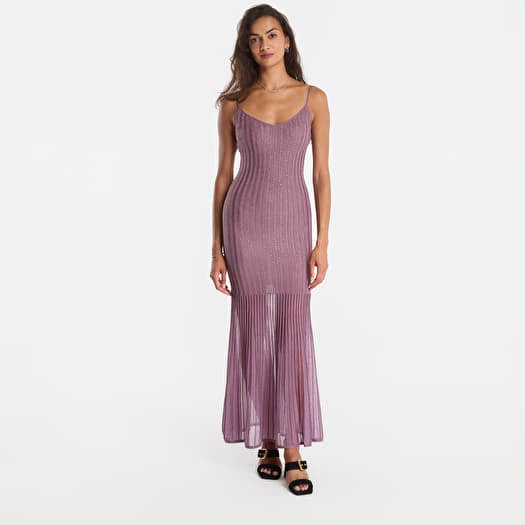 Suknelė GUESS Sl Sheer Skirt Meena Ribbed Dress Twilight Lavender/ Multi