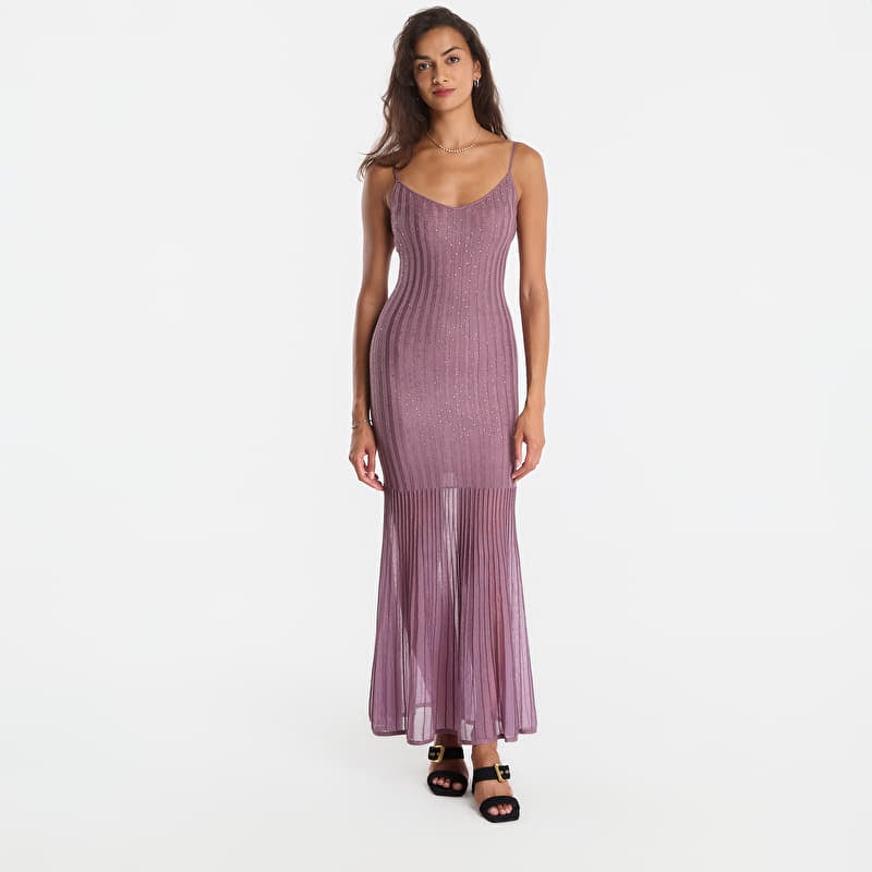 Klänning GUESS Sl Sheer Skirt Meena Ribbed Dress Twilight Lavender/ Multi