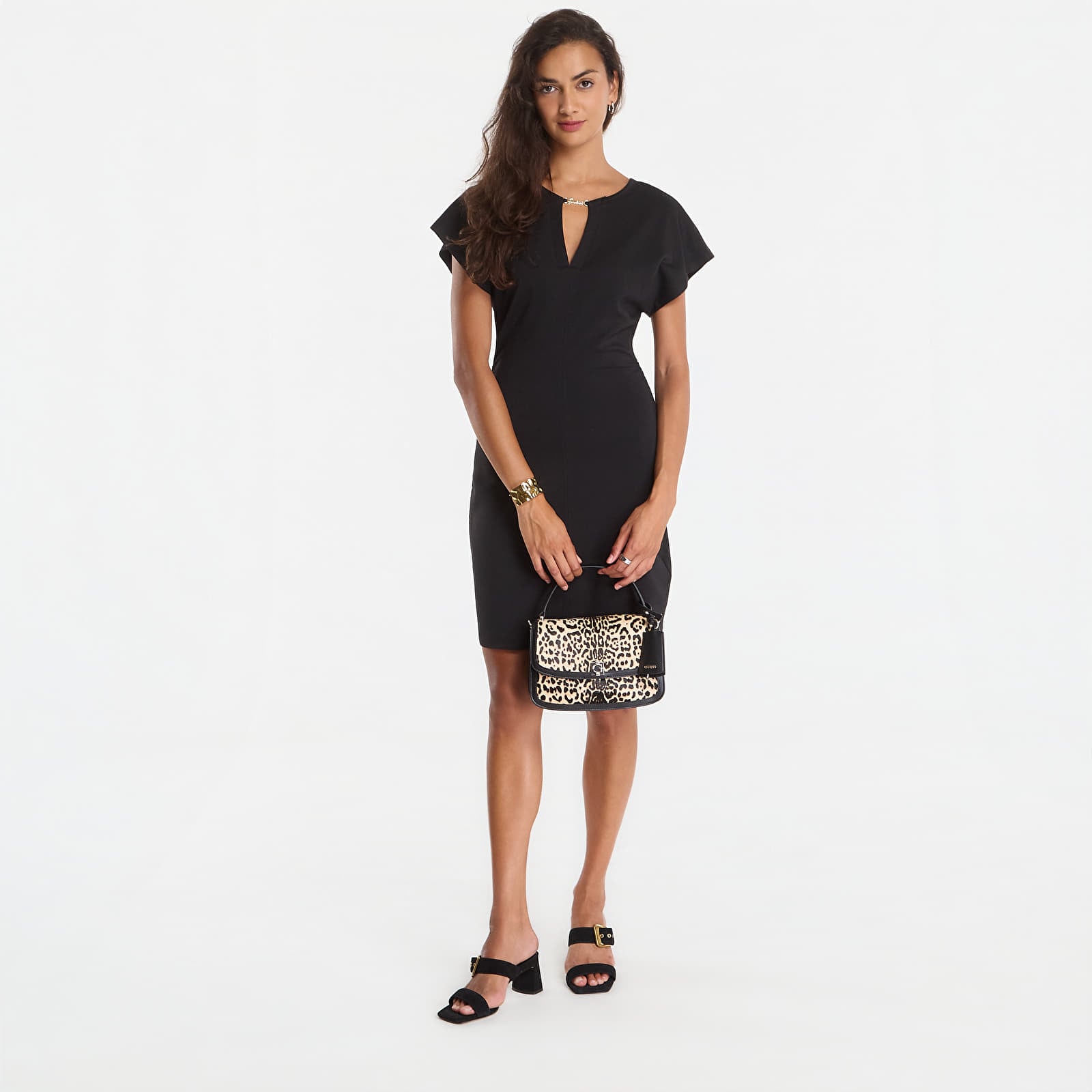 Dresses GUESS Ss V-Neck Morgana Scuba Mini Dress Jet Black