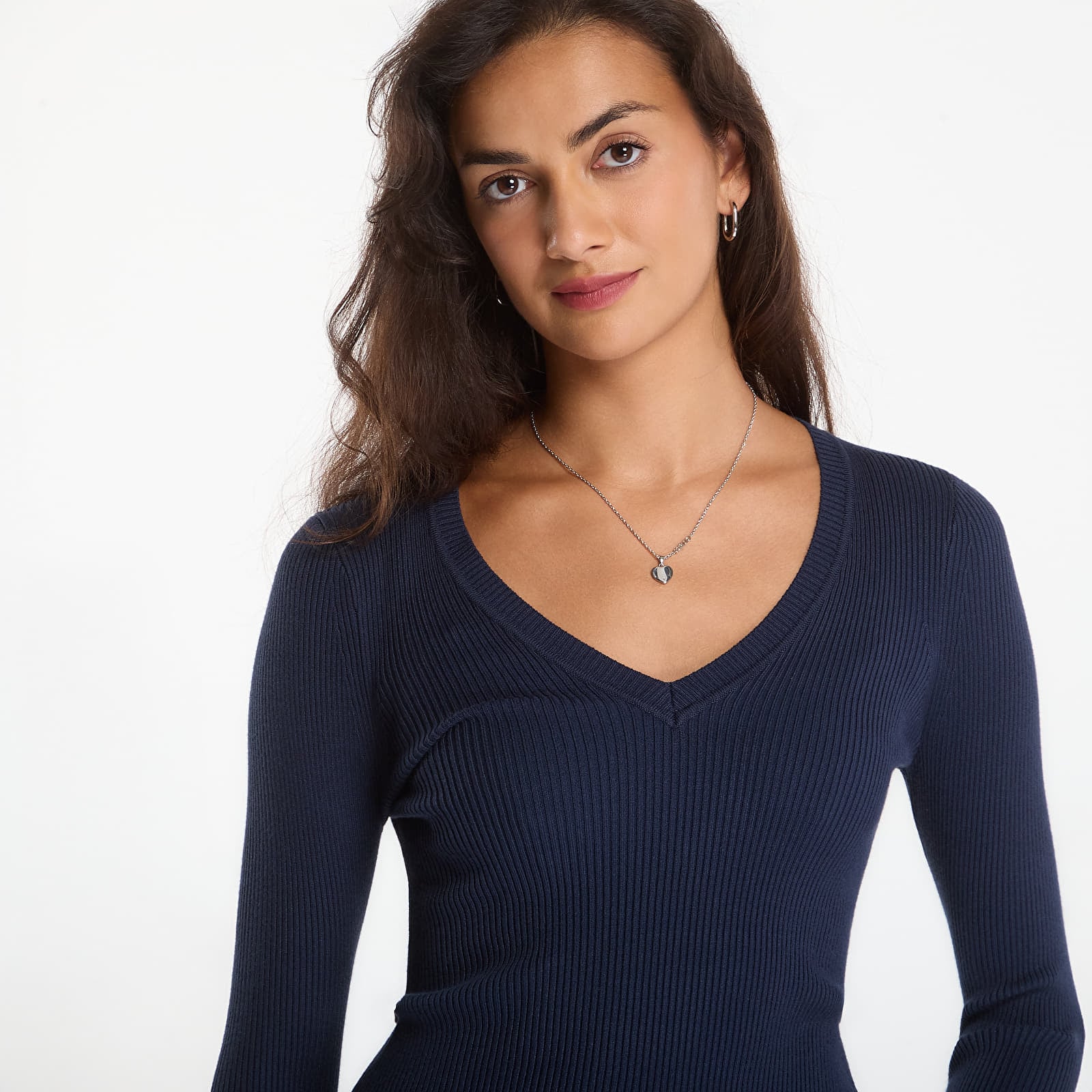 Pullover GUESS Ls Vn Ellie Sweater Blackened Blue