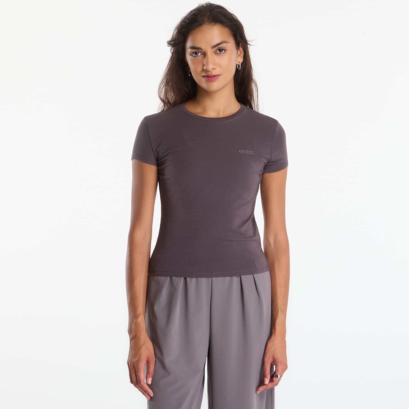 T-Shirts GUESS Lotus Slim Ss T-Shirt Darkest Grey